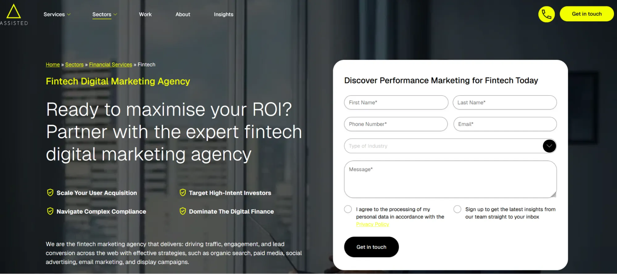 Assisted - Best for fintech PPC campaigns with a strong compliance balance.
