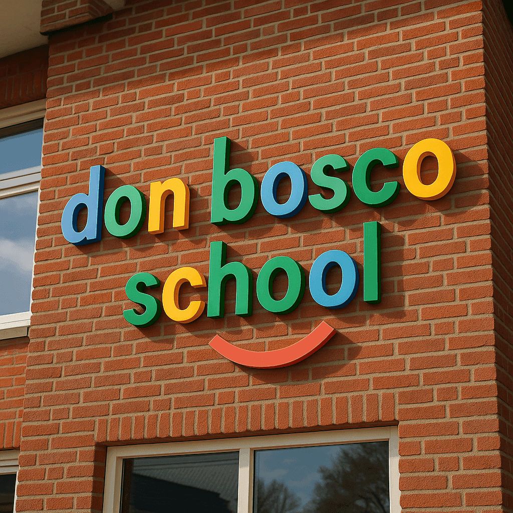 Don Bosco School logo op gevel