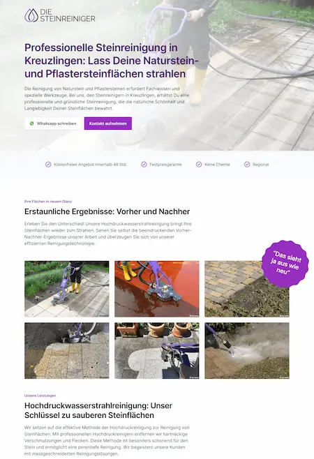 Webdesign vom Kunden "Die Steinreiniger"
