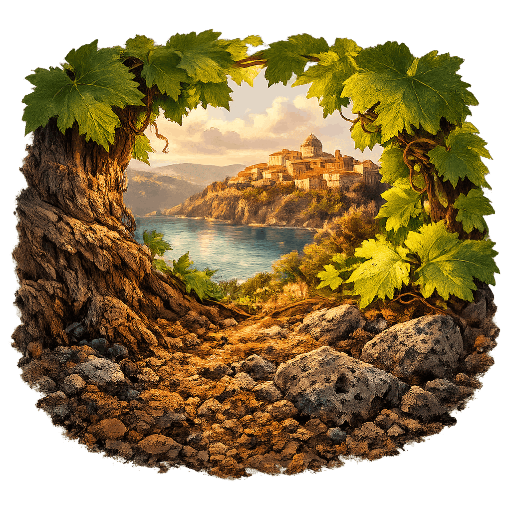 Detailed graphic of the Castelli Romani wine region.