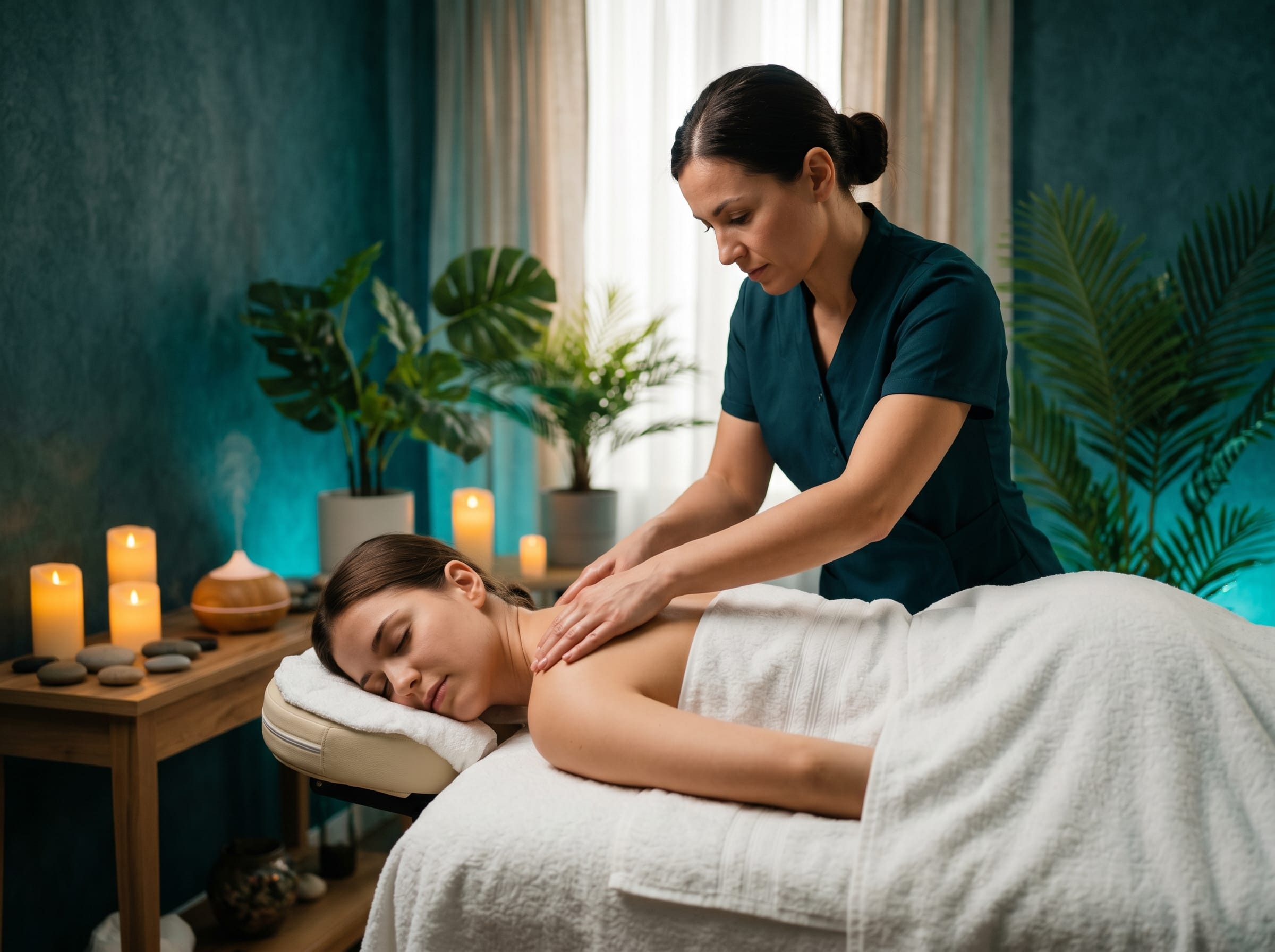 Relaxing deep tissue massage therapy