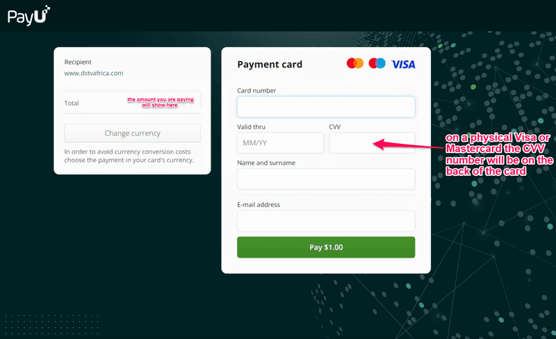 Enter your Visa or Mastercard card details