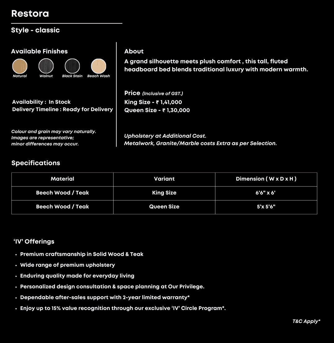 Neutral fluted headboard bed with turned wood legs.