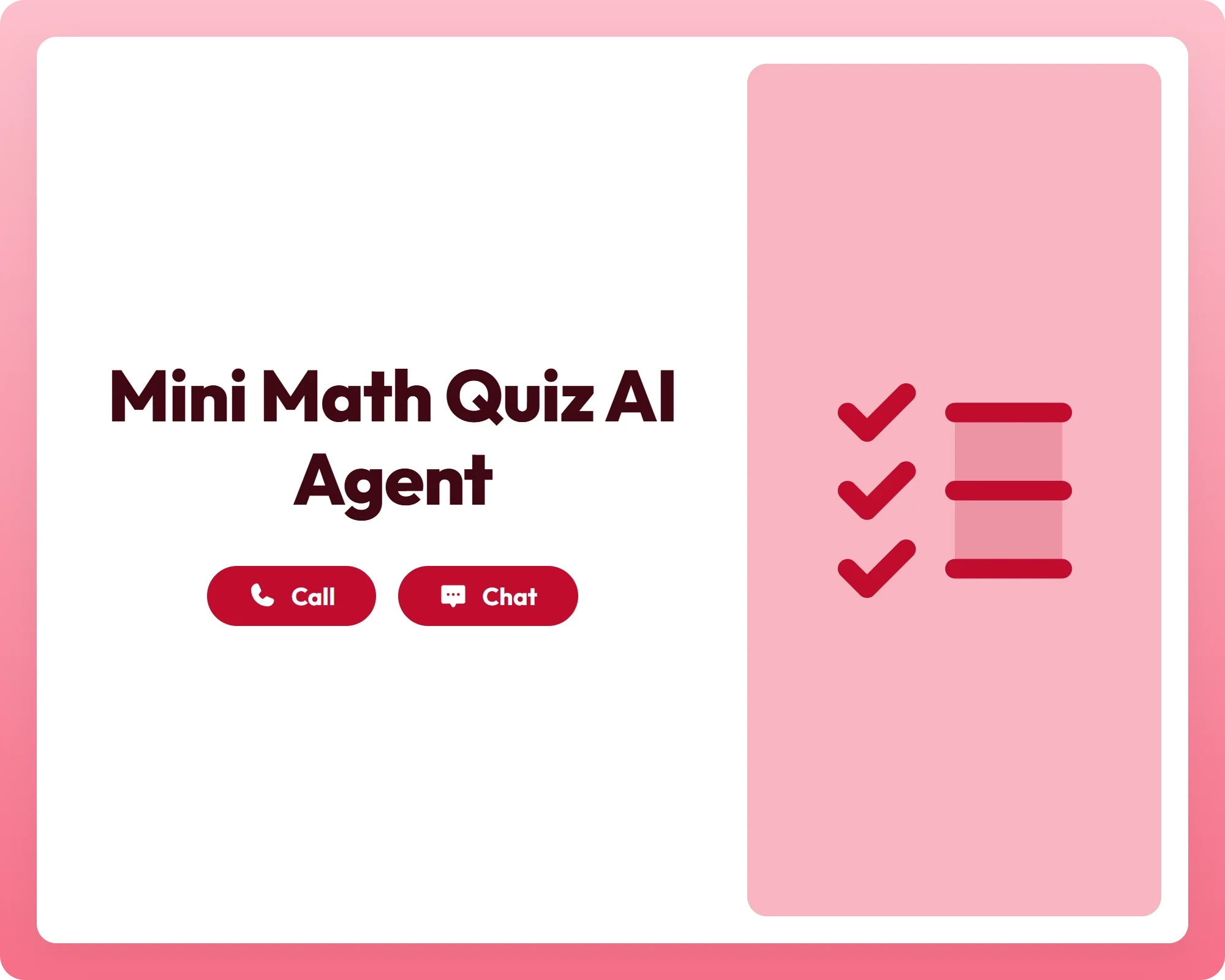 ai education agent supports math learning with call and chat buttons alongside a checklist panel
