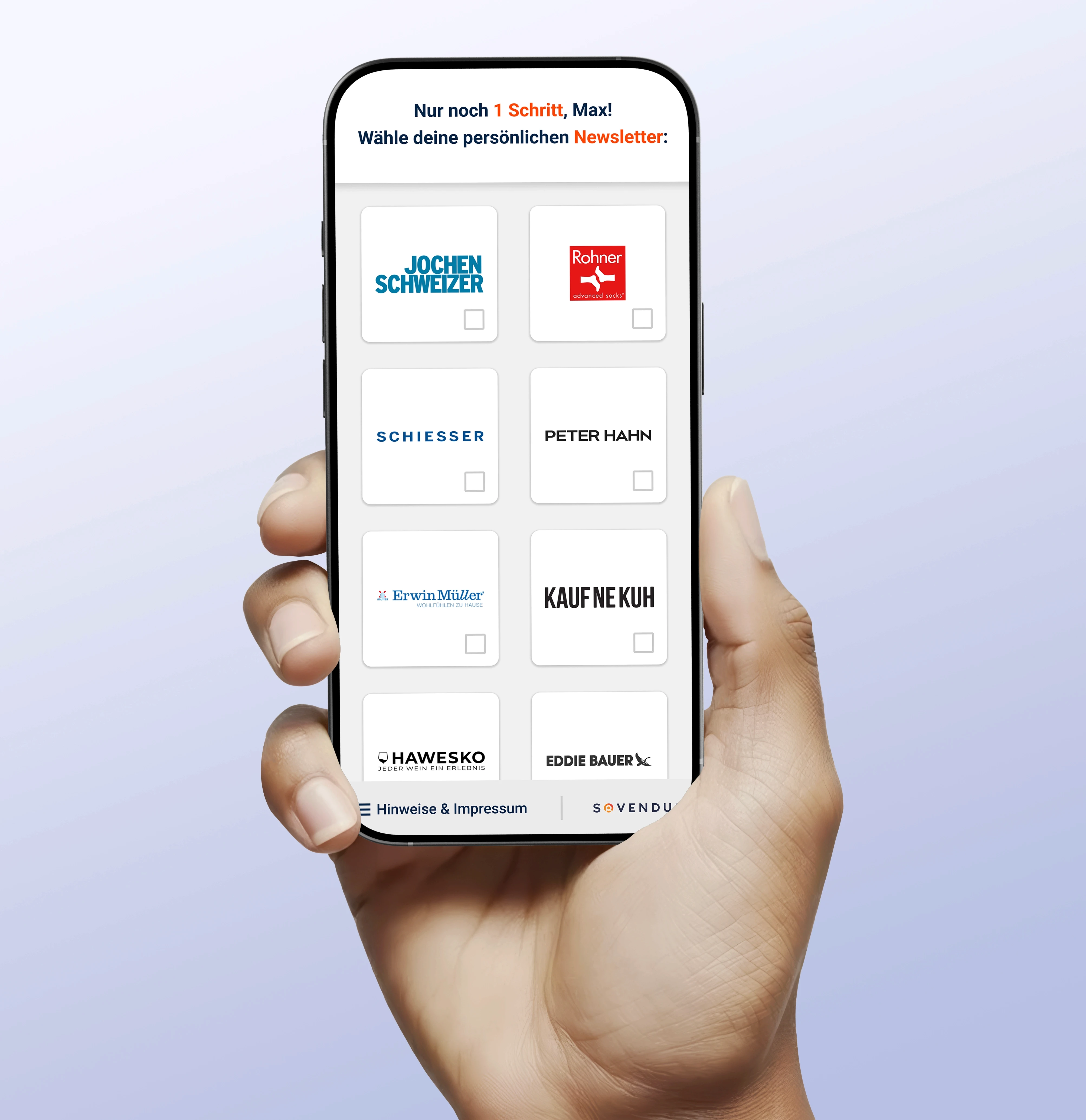 Smartphone mit Sovendus Produkt-Screen