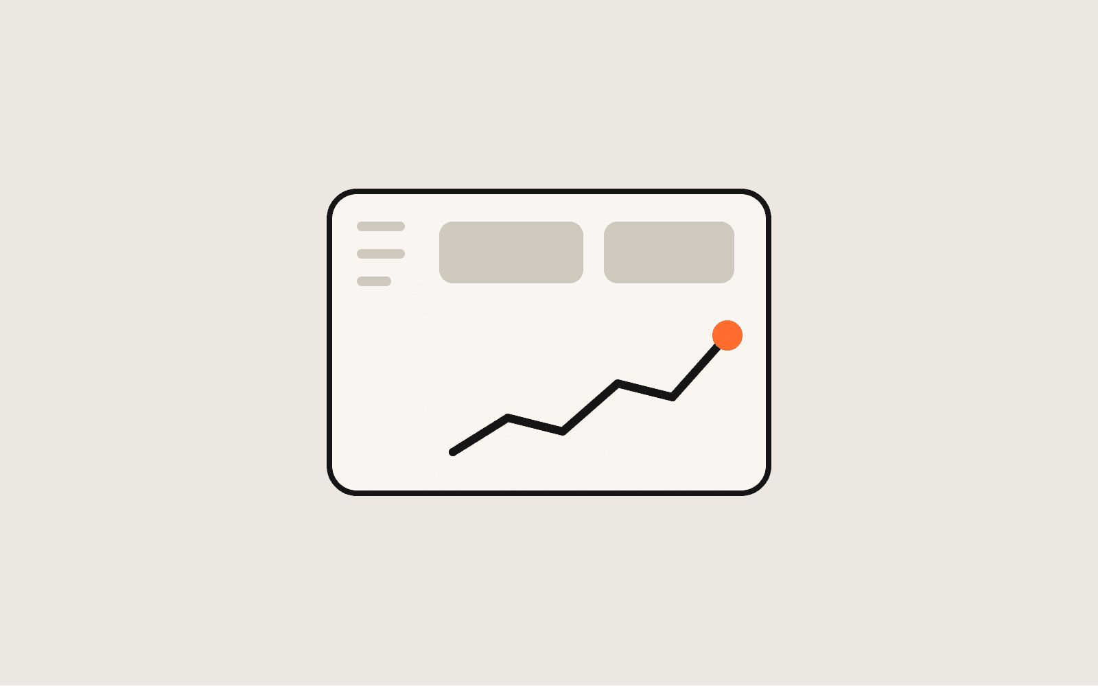 Minimal dashboard panel with two cards and a rising line chart