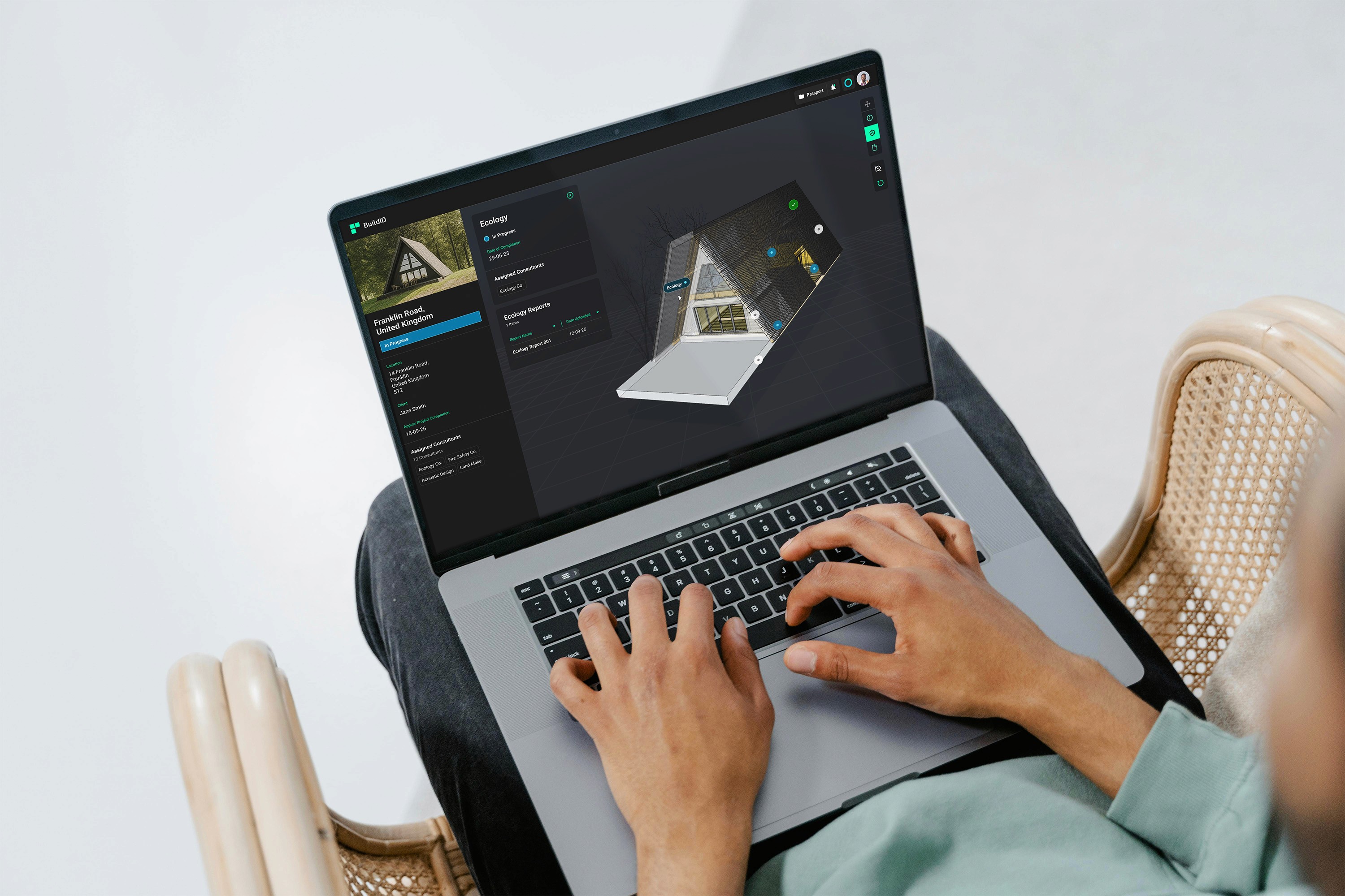 Image shows person looking at BuildID app design concept.