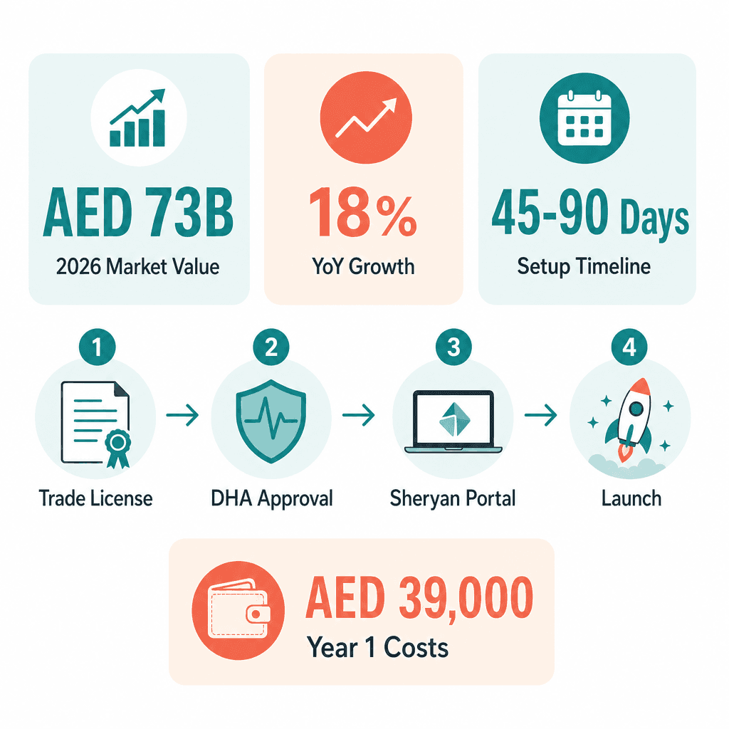 Infographic: How to Start a Healthcare Business in Dubai - License, Costs and Approvals
