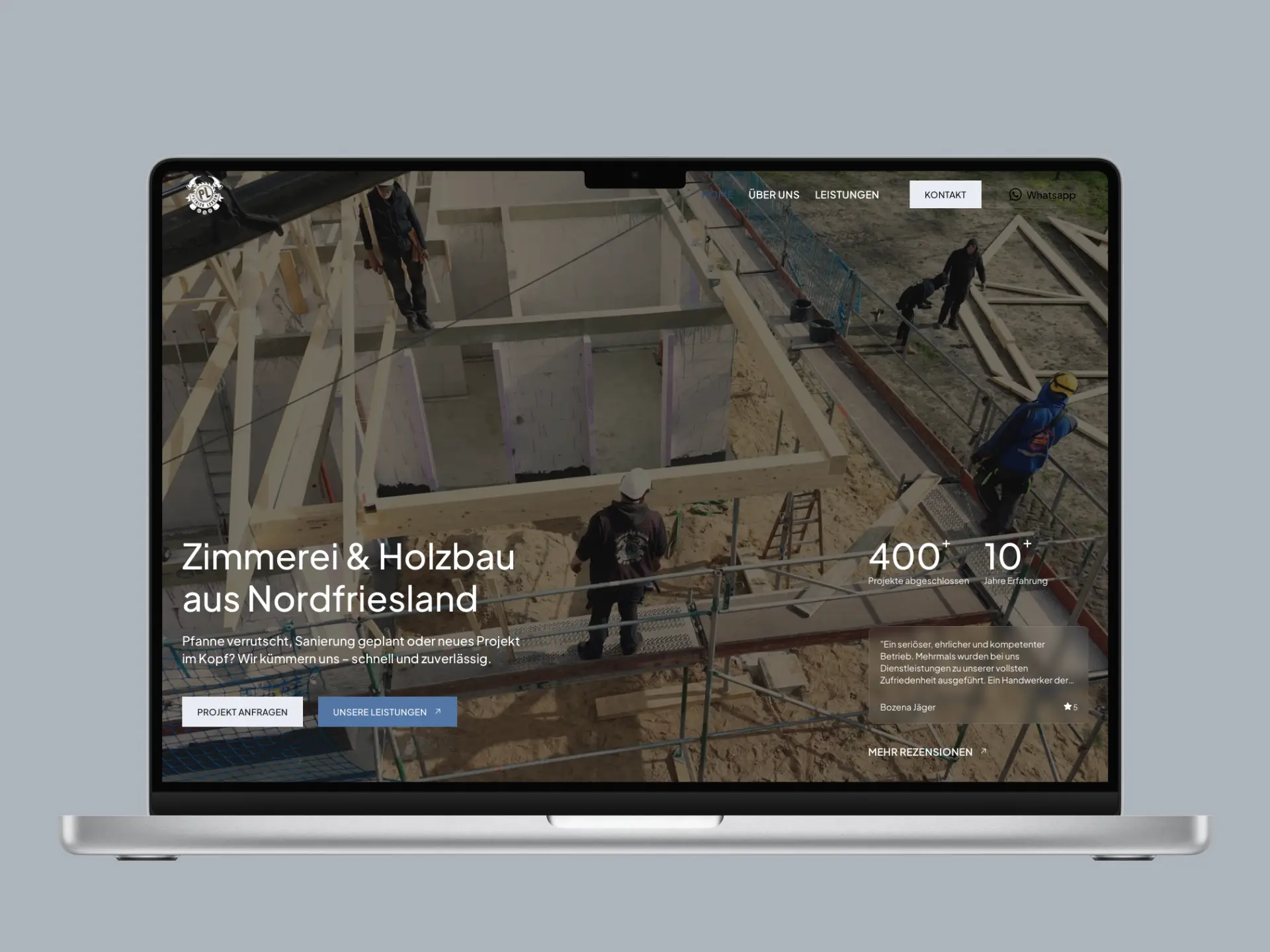 Mockup der Website von Zimmerei und Holzbau Patrick Levsen
