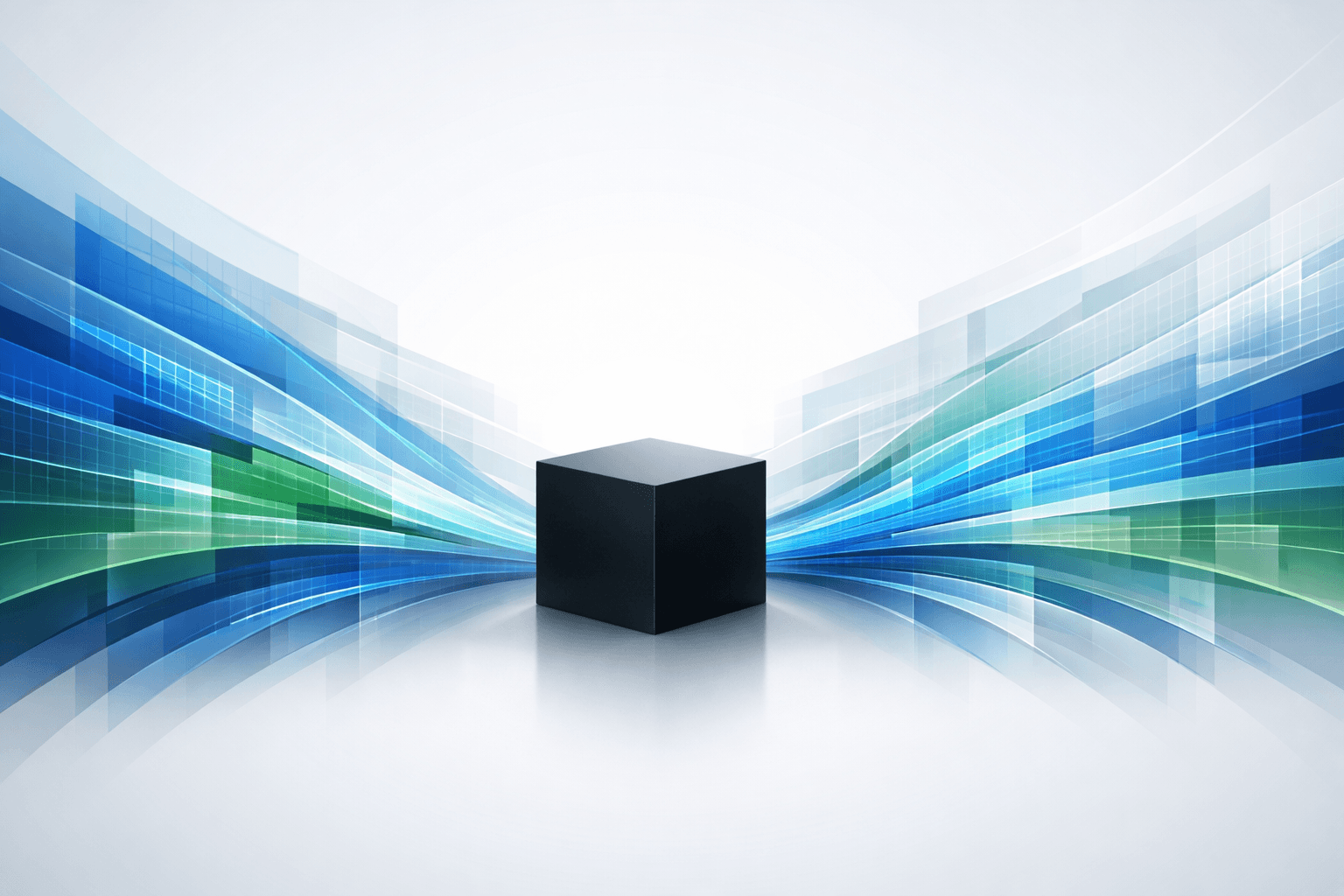 Analytical flows converging toward a stable central core, illustrating the concentration of responsibility and governance in the age of AI.