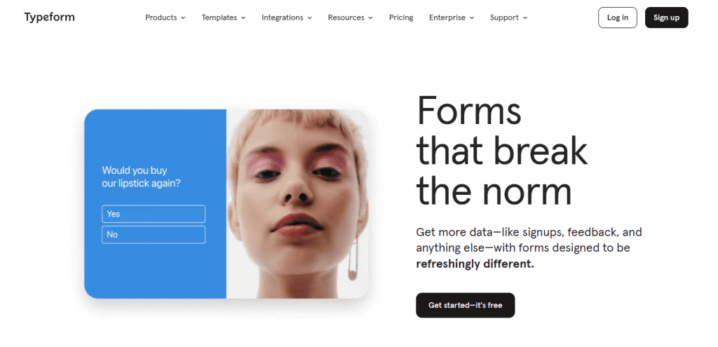typeform home page
