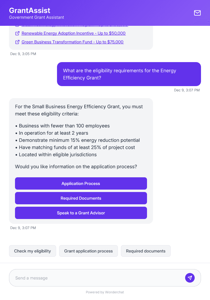Government Grant AI Chatbot Template for Public Agencies