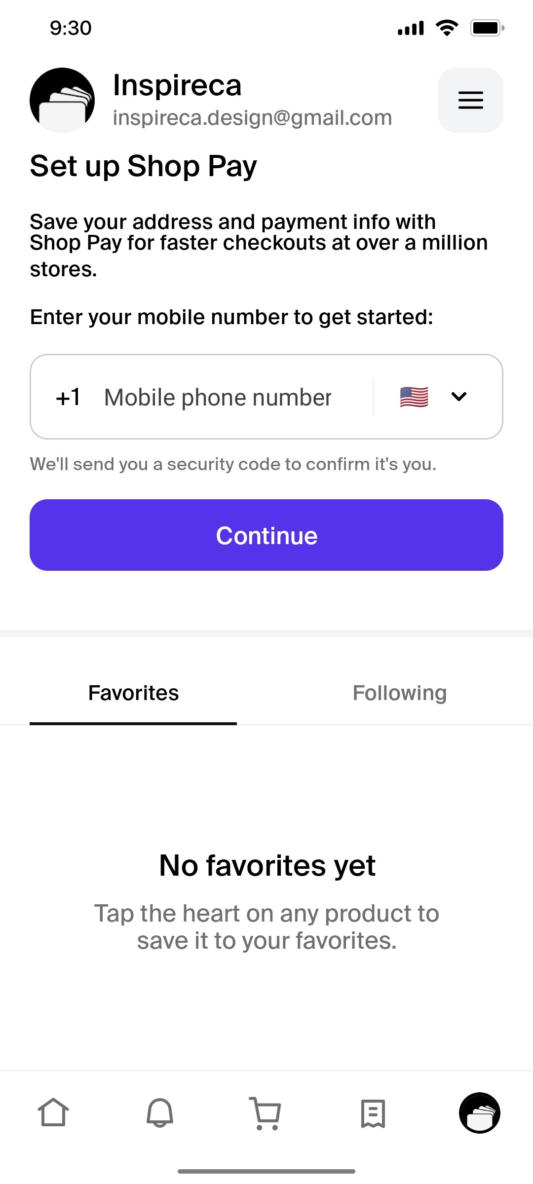 Shop App Enter mobile number Screen