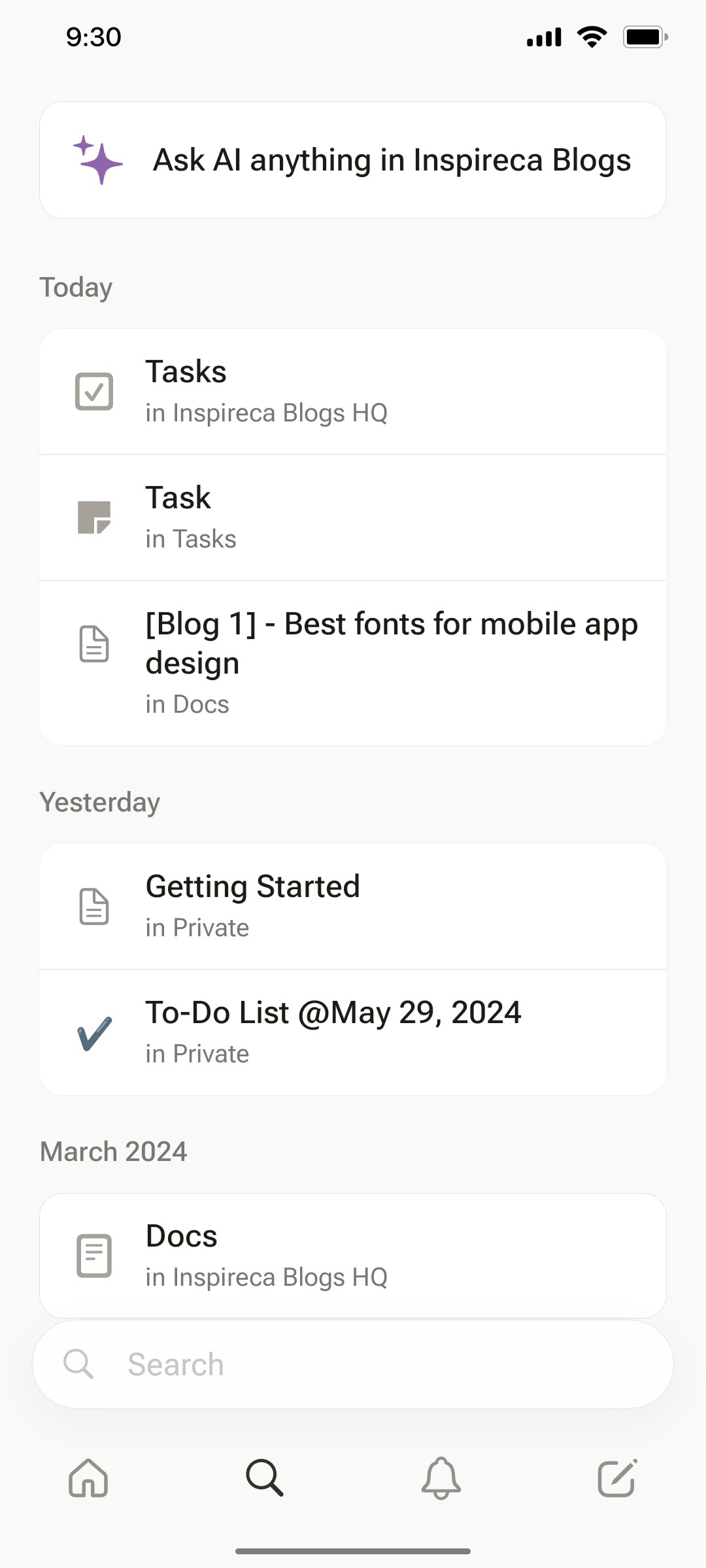 Notion App Ask AI Anythingin Inspireca Blog Screen