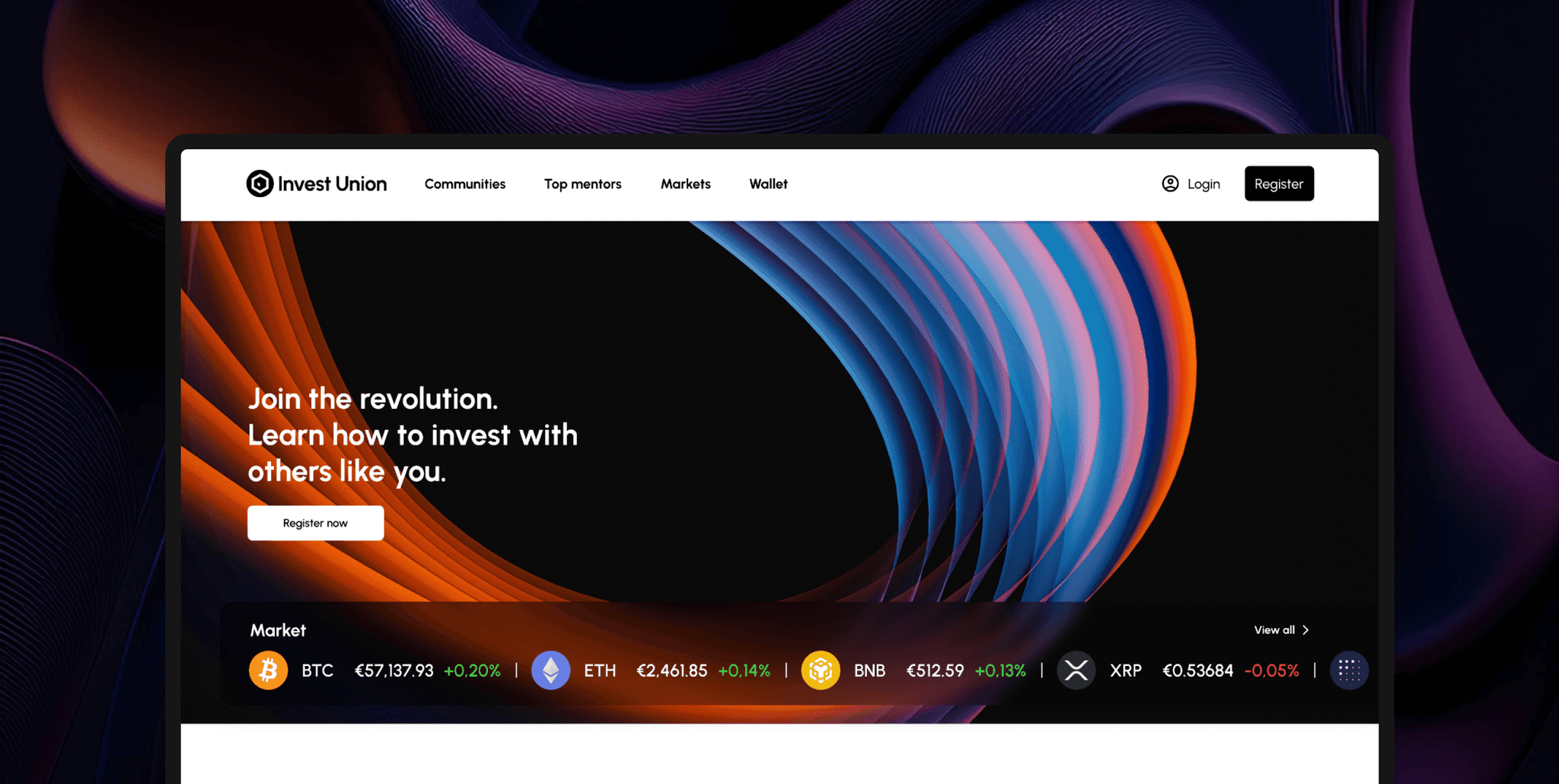 Invest Union Website Homepage