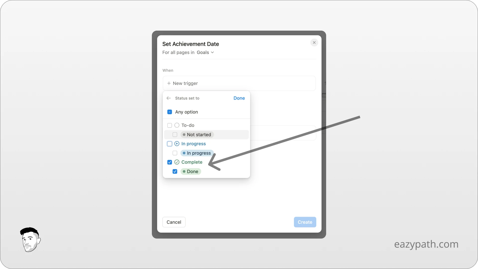 How to Create a Notion Database Automation - Trigger Done Status