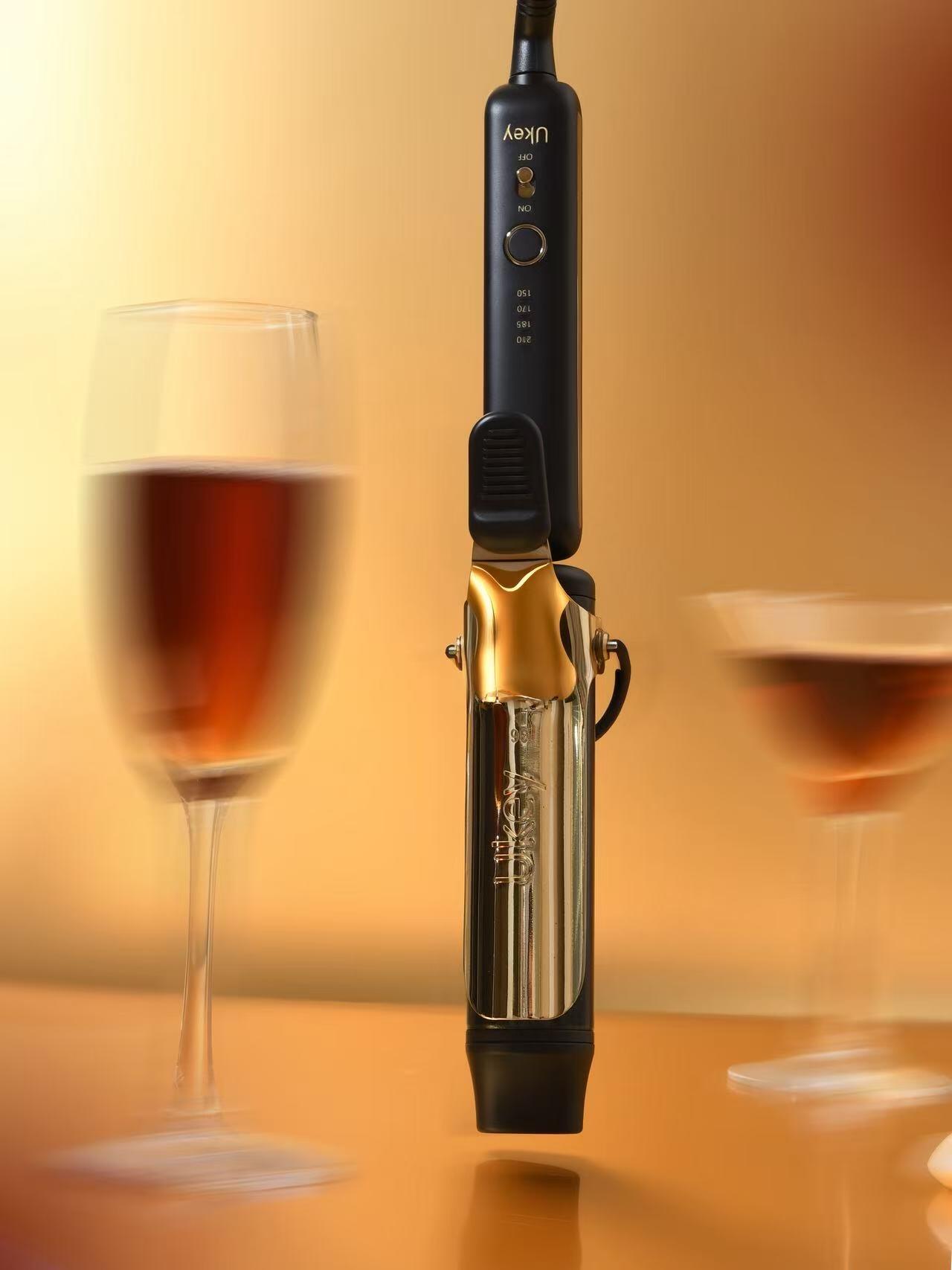 Hair curler motion photography with wine glasses by Lefty Studio