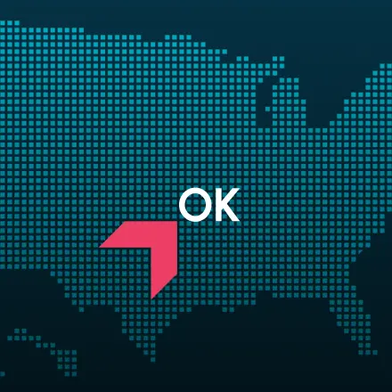 Map highlighting Oklahoma with a red arrow, representing GIA Group, LLC truck insurance coverage area.