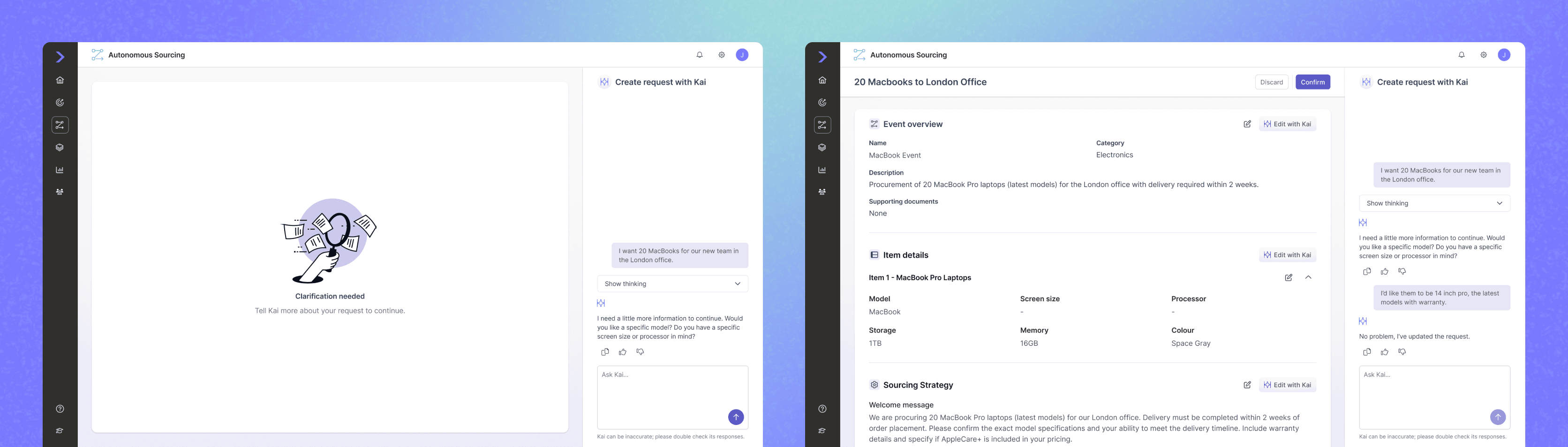 Final UI Design, created using the Prime One Design System and PrimeVue components using a bespoke theme.