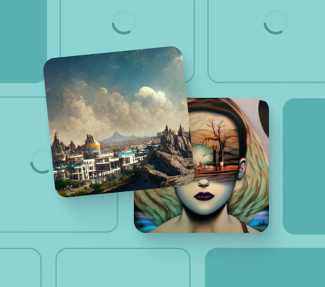 Surreal artwork: city skyline and face with landscape reflected.