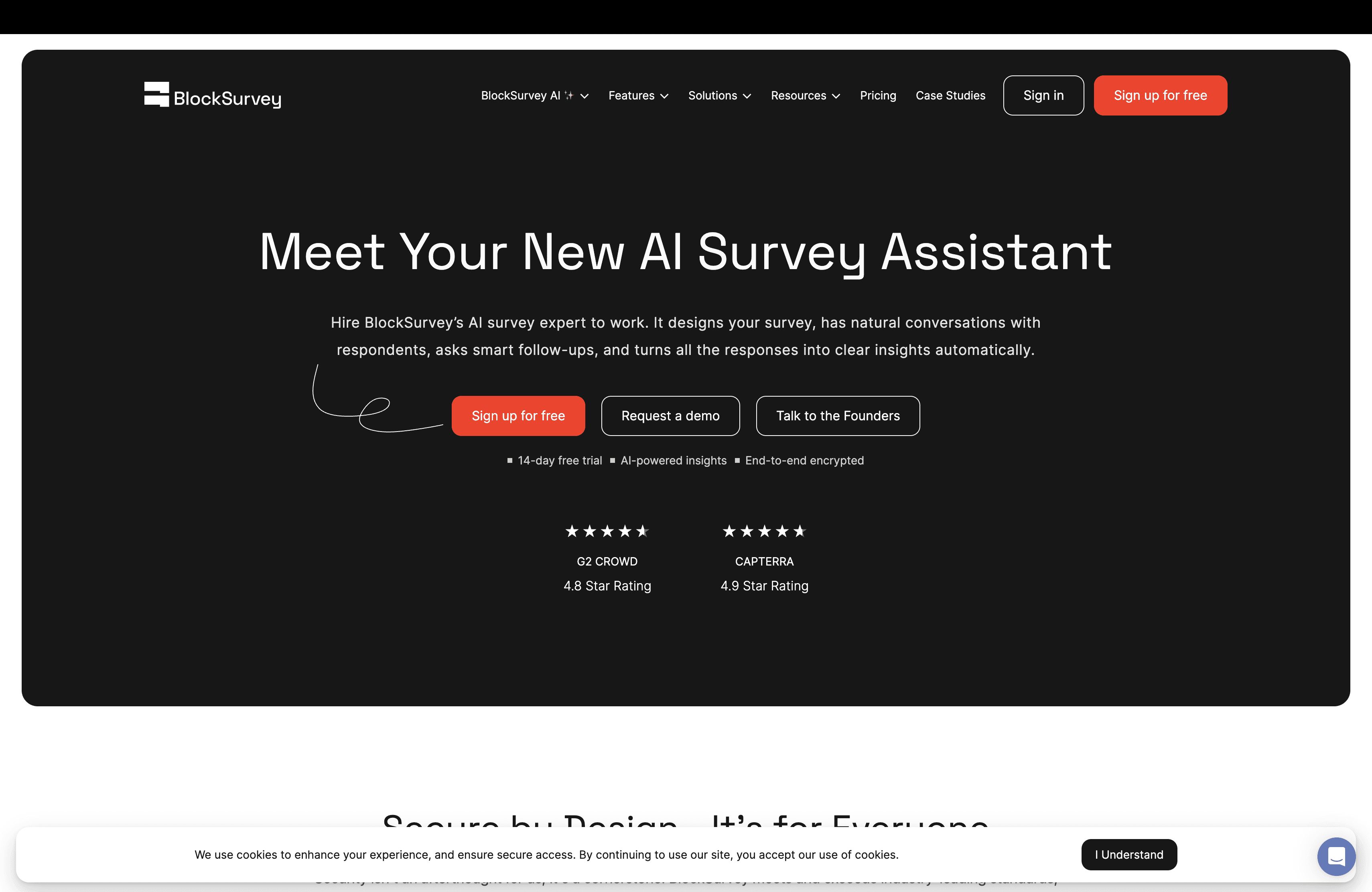 BlockSurvey privacy-focused Web3 survey and forms platform homepage