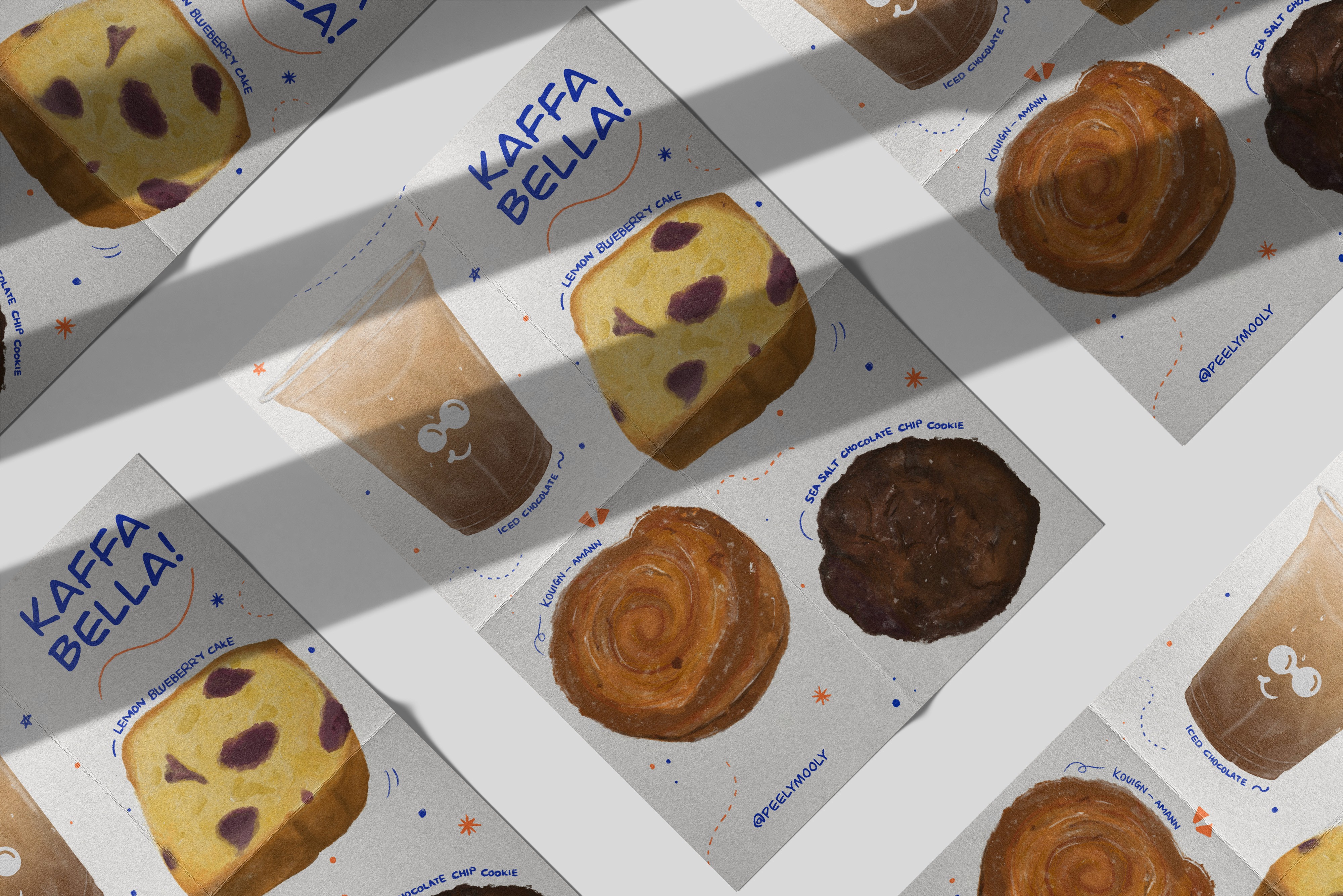 Modern food magazine brochure mockup with bold typography and bright yellow accents