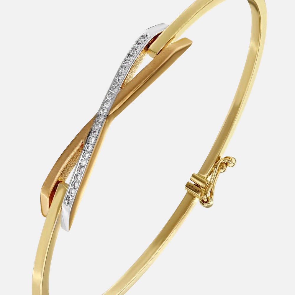 Assos Pırlanta 14 Ayar Taşlı Altın Kaburga Kelepçe Bilezik Tasarımı