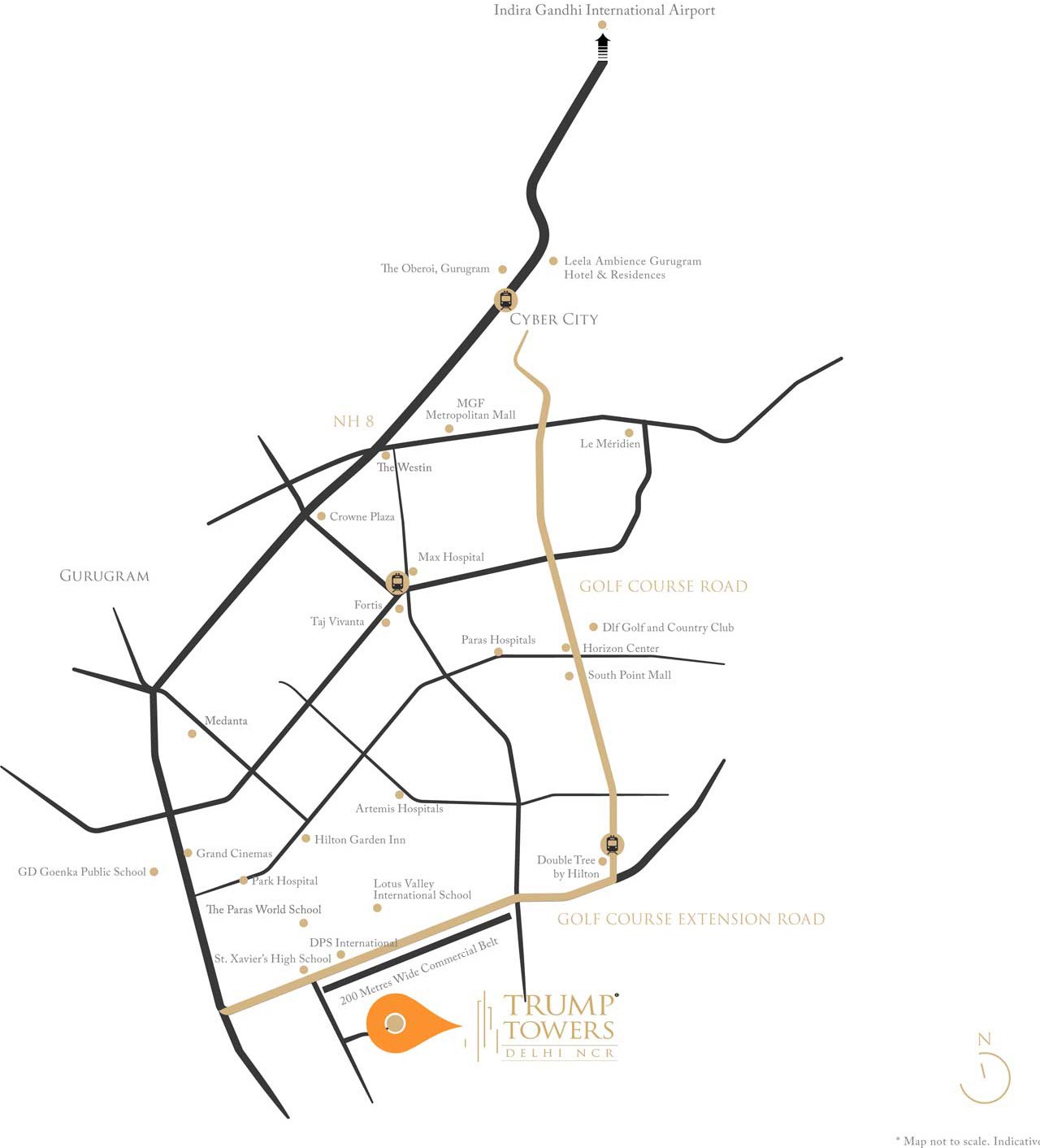 M3M Trumps Tower Sector 65 Gurugram Location Map
