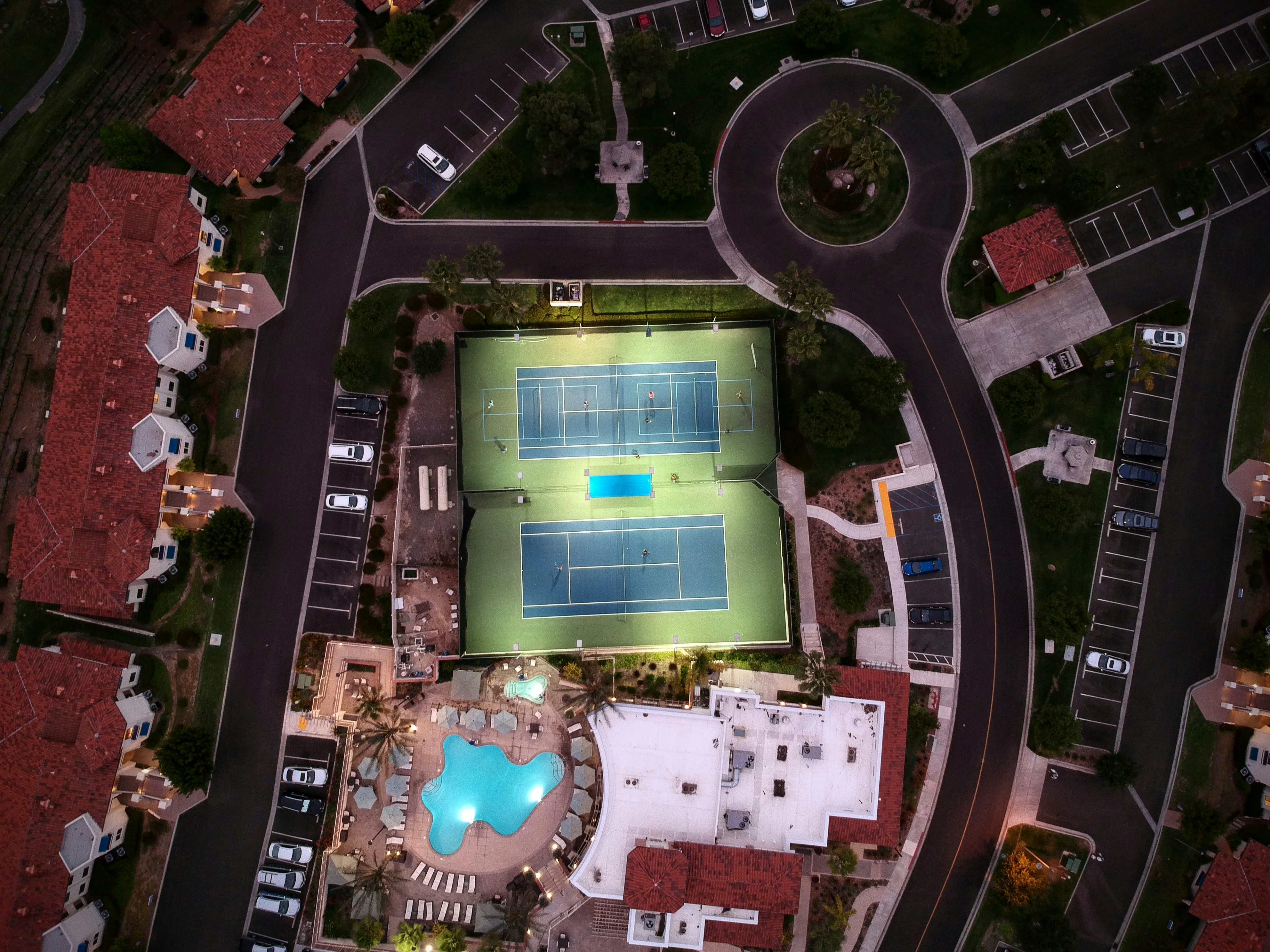 Ariel shot of the courts