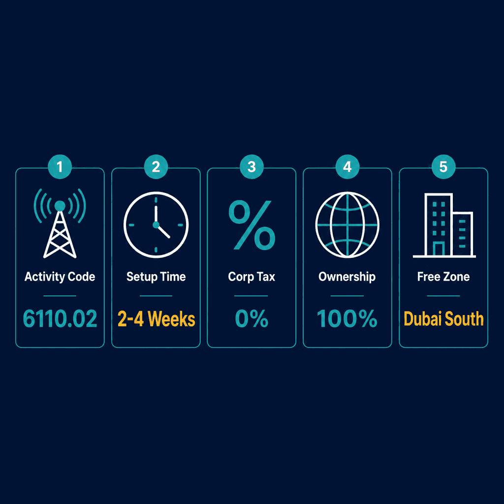 Infographic: Purchasing Access And Network Capacity From Owners And Operators Of Networks And Providing Telecommunications Services Using This Capacity To Businesses And Households Business License in Dubai