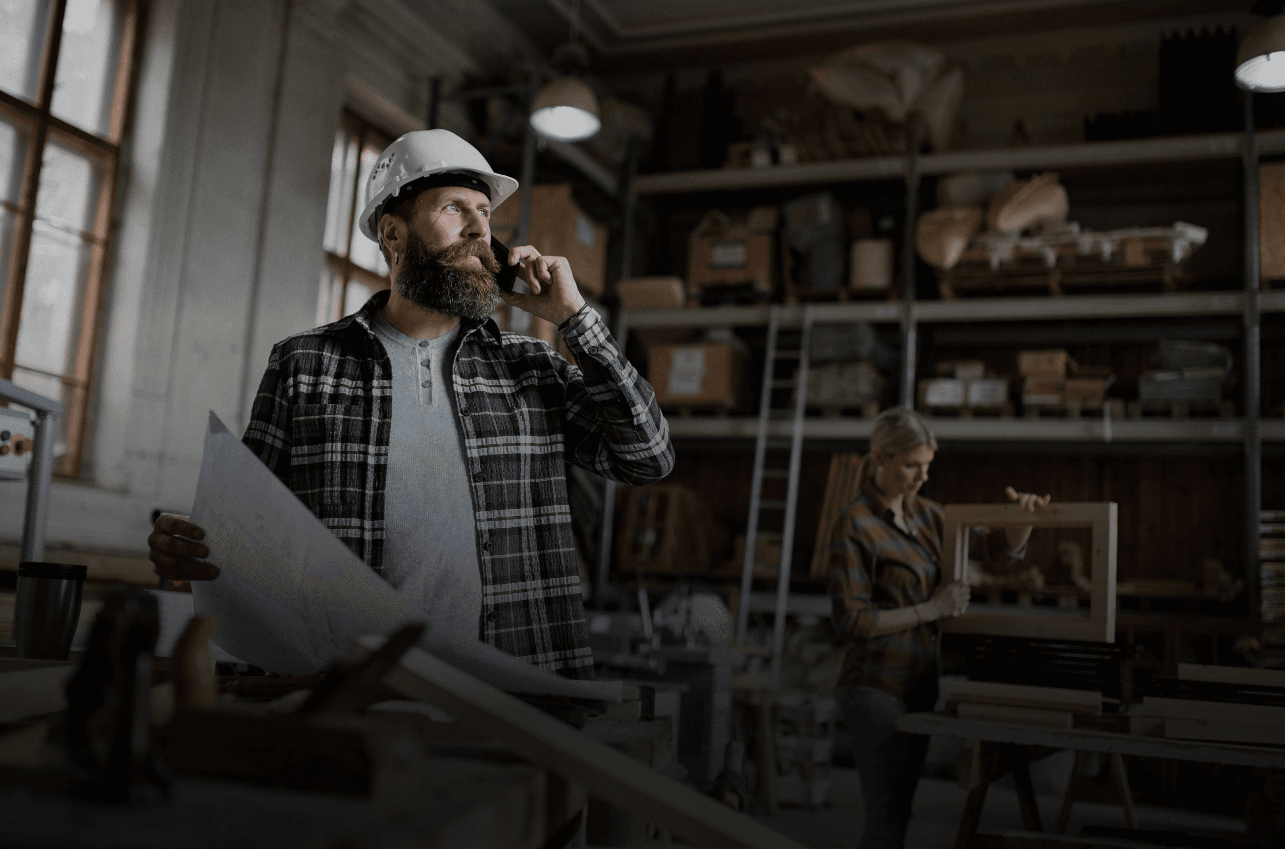 Small business owner with customer