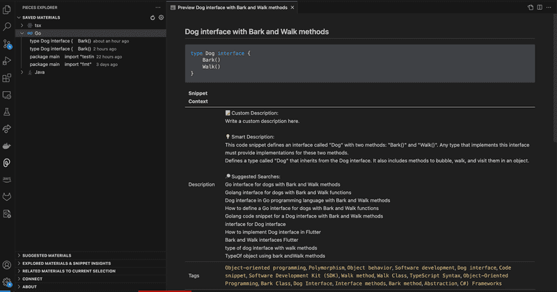 The Pieces VS Code Extension.