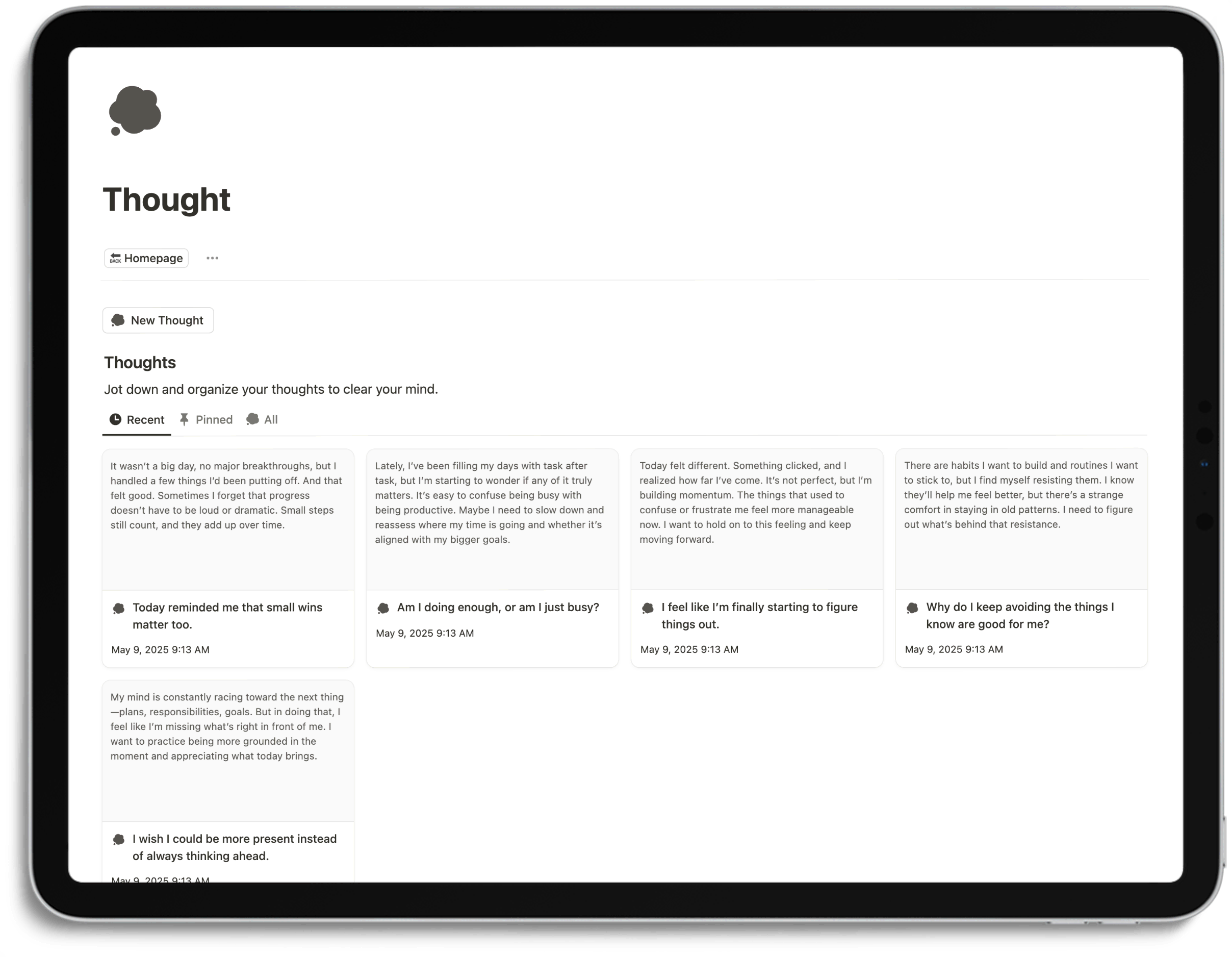Notion Life Planner - Thought
