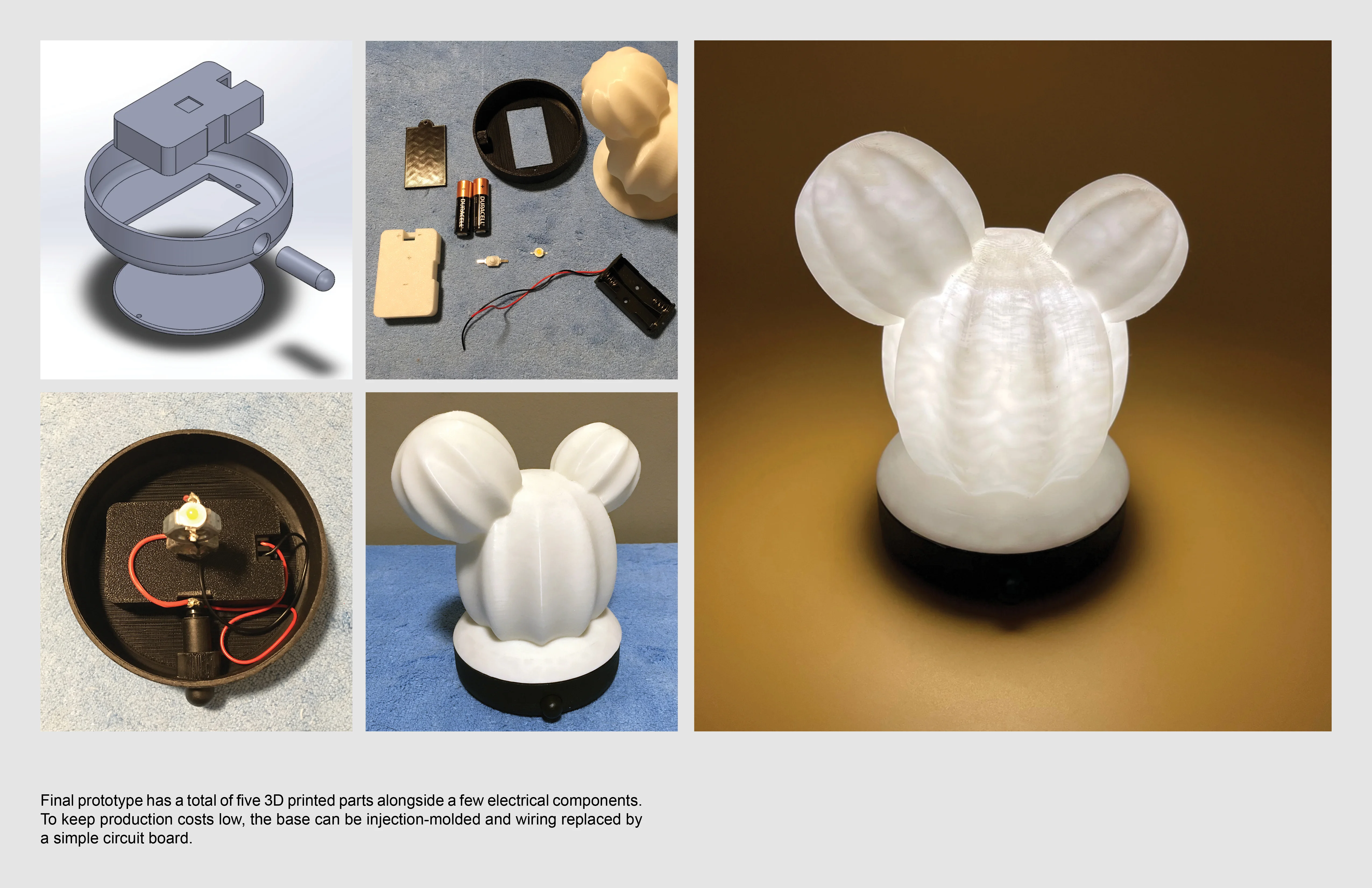 View of lamp components.