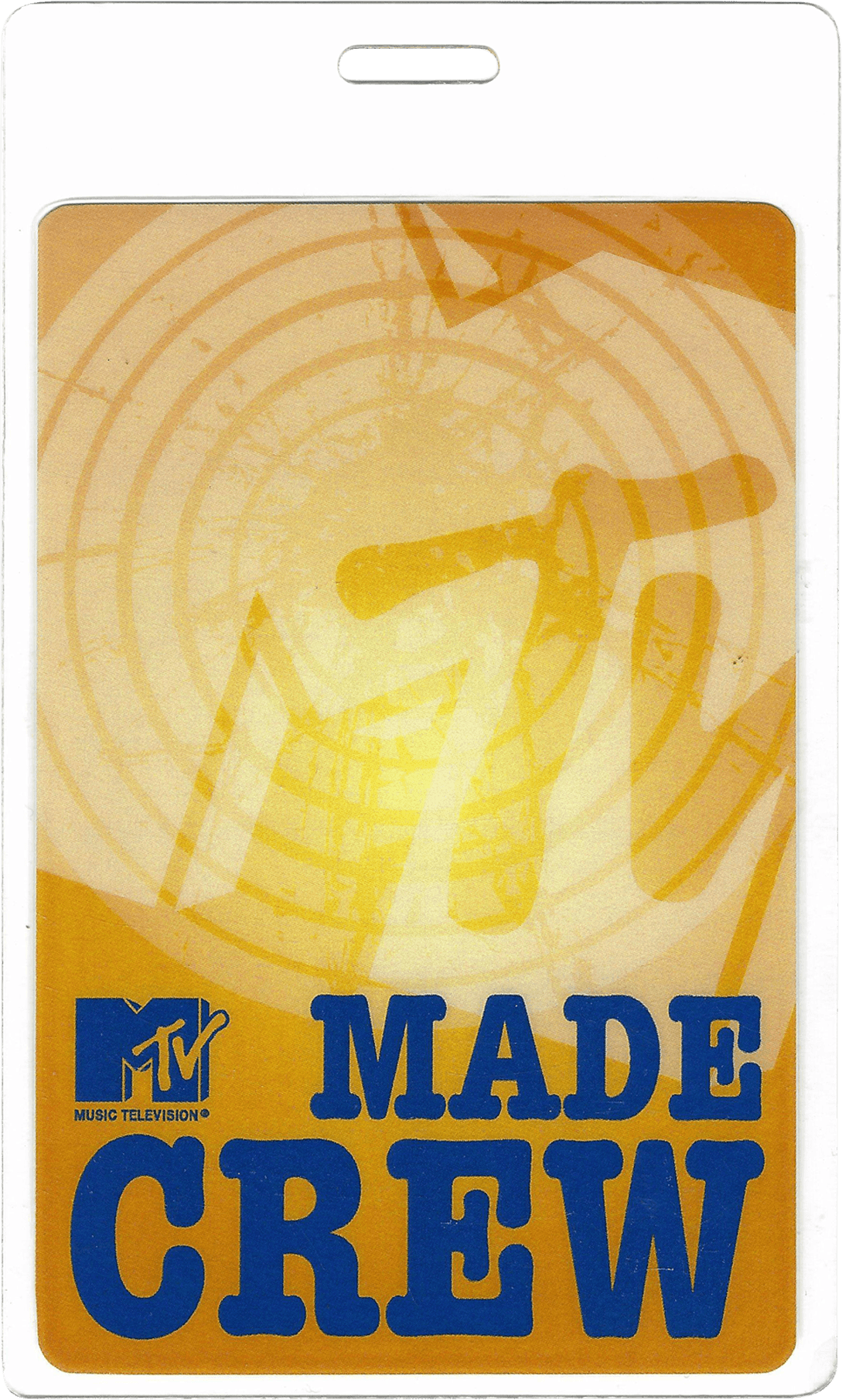 MTV Made Crew badge, featuring the show's logo in blue and yellow against a textured background.