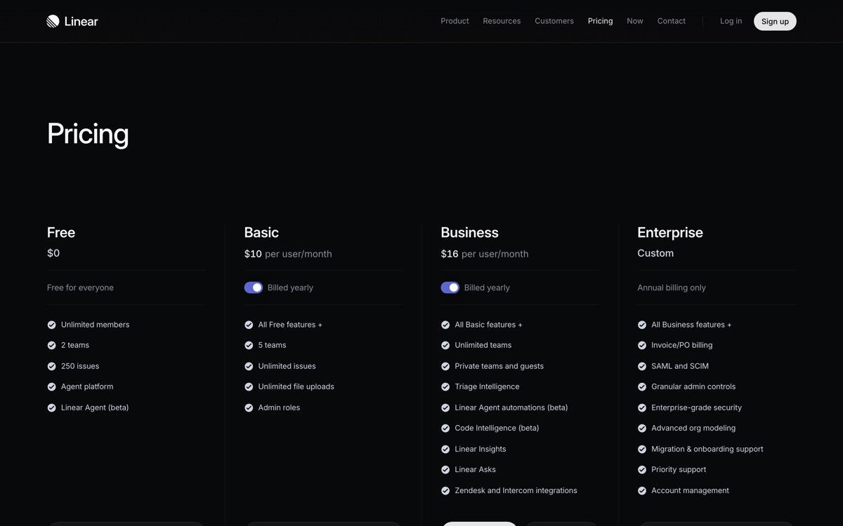 Best SaaS Pricing Page Examples with Linear