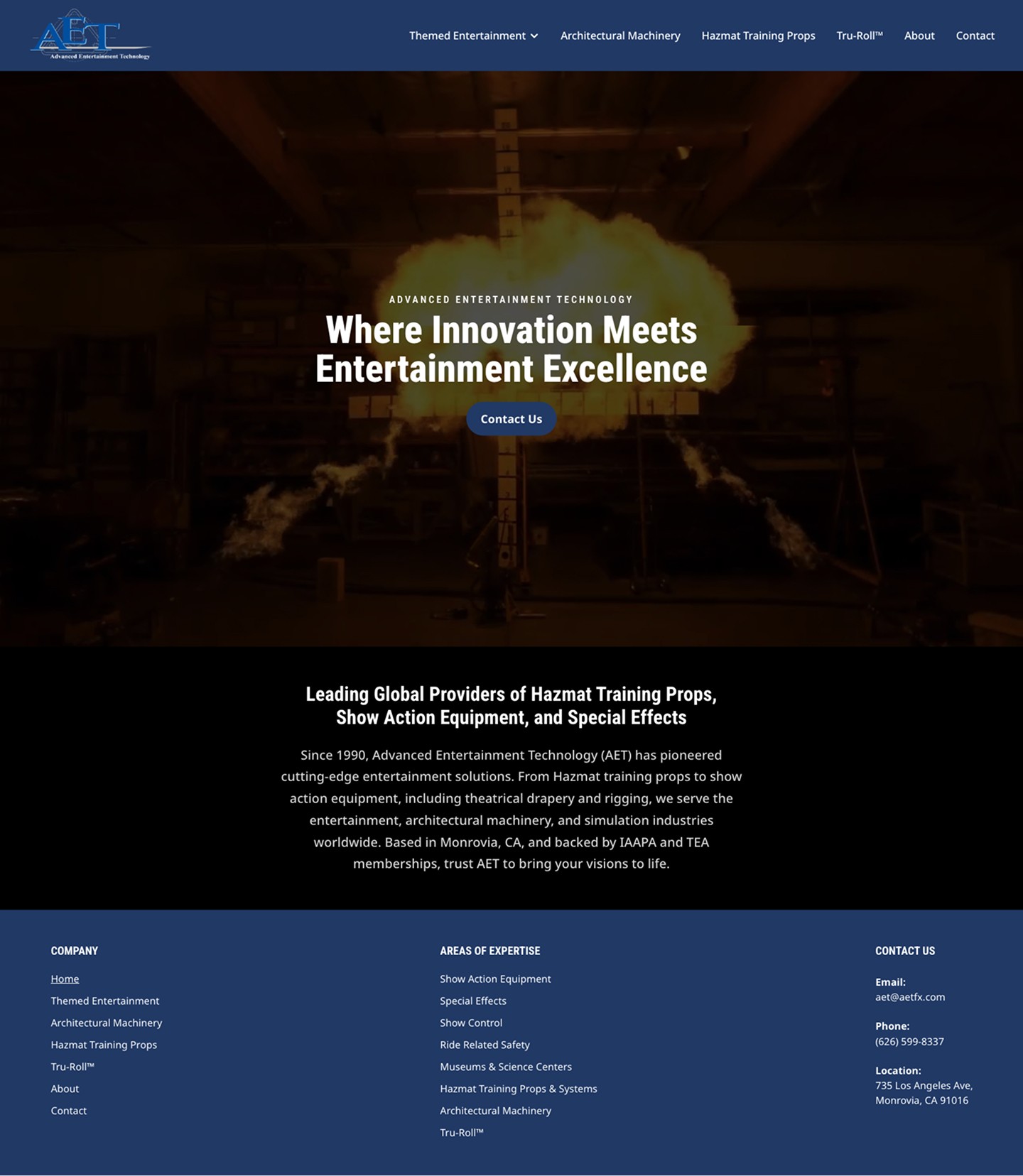 AET Homepage web design