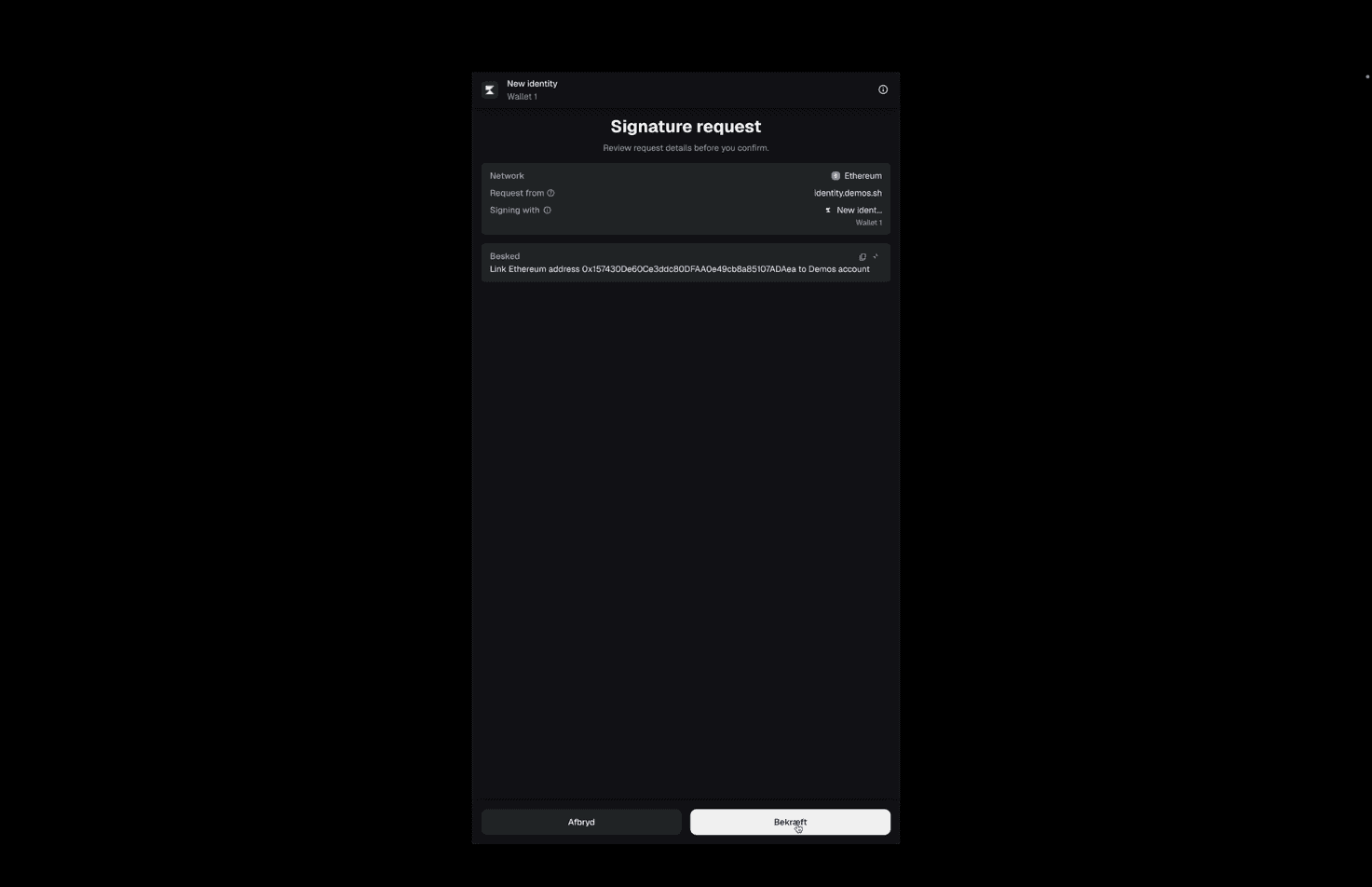 MetaMask signature request