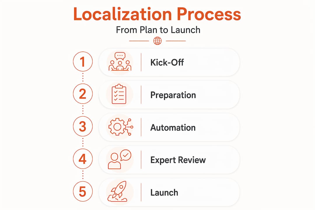 Infographic showing localization project management stages