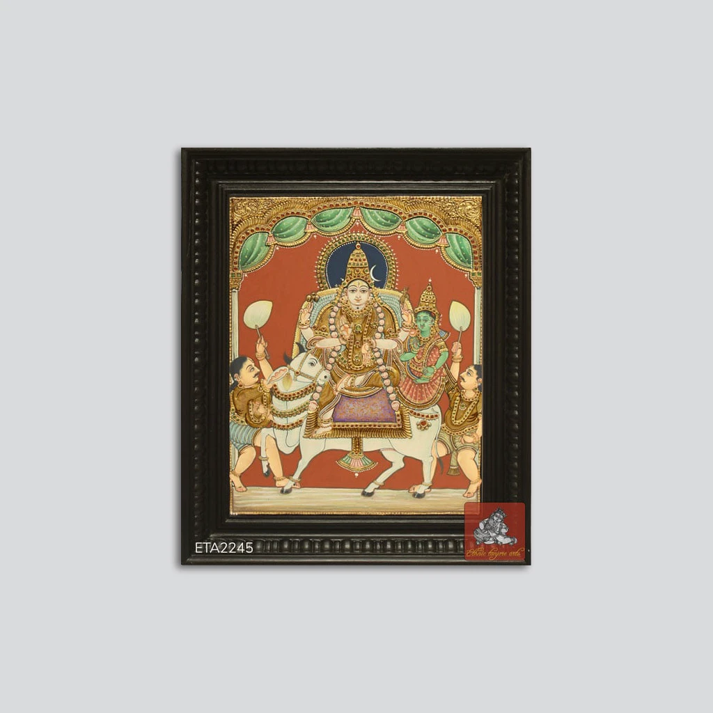 Rishaba Vahanam Antique Style Tanjore Painting