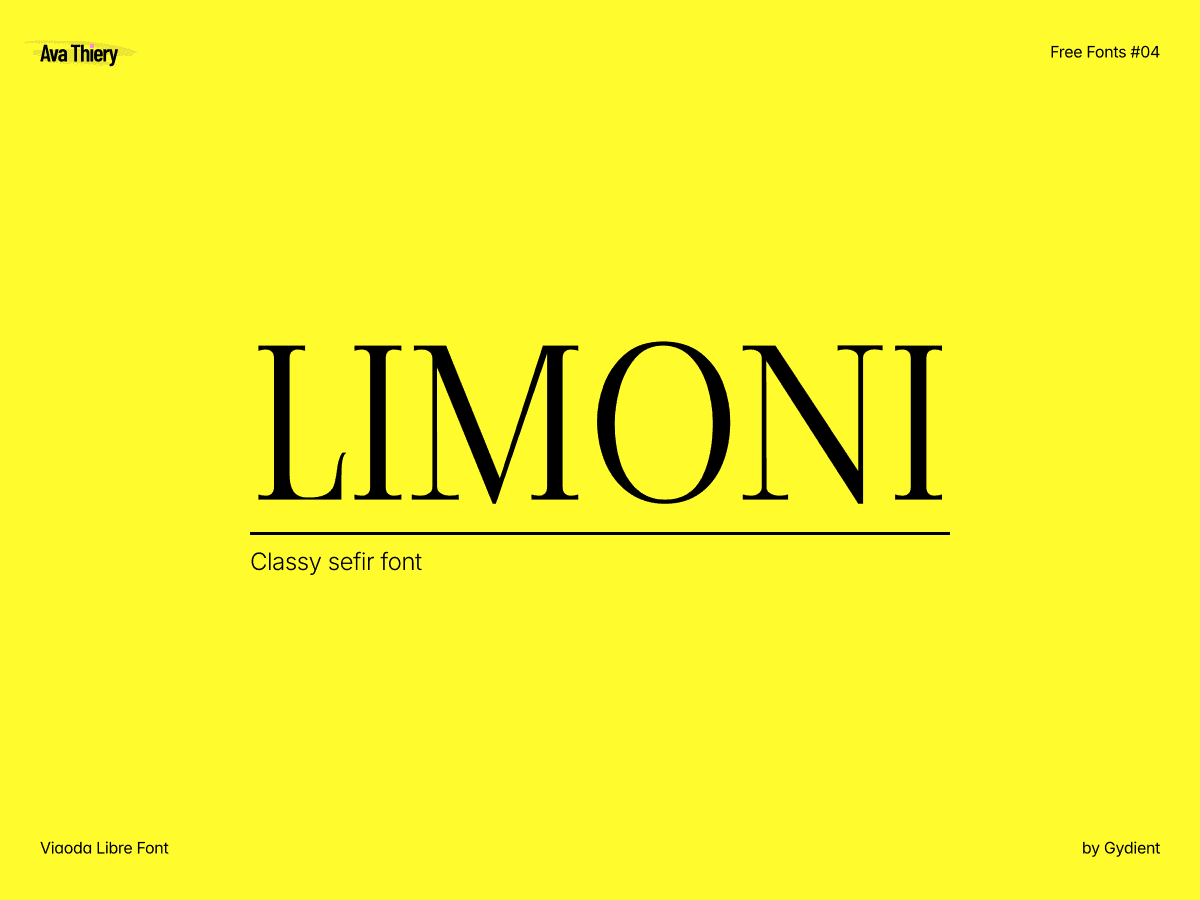 Viaoda Libre display serif font cover by Gydient — free on Google Fonts