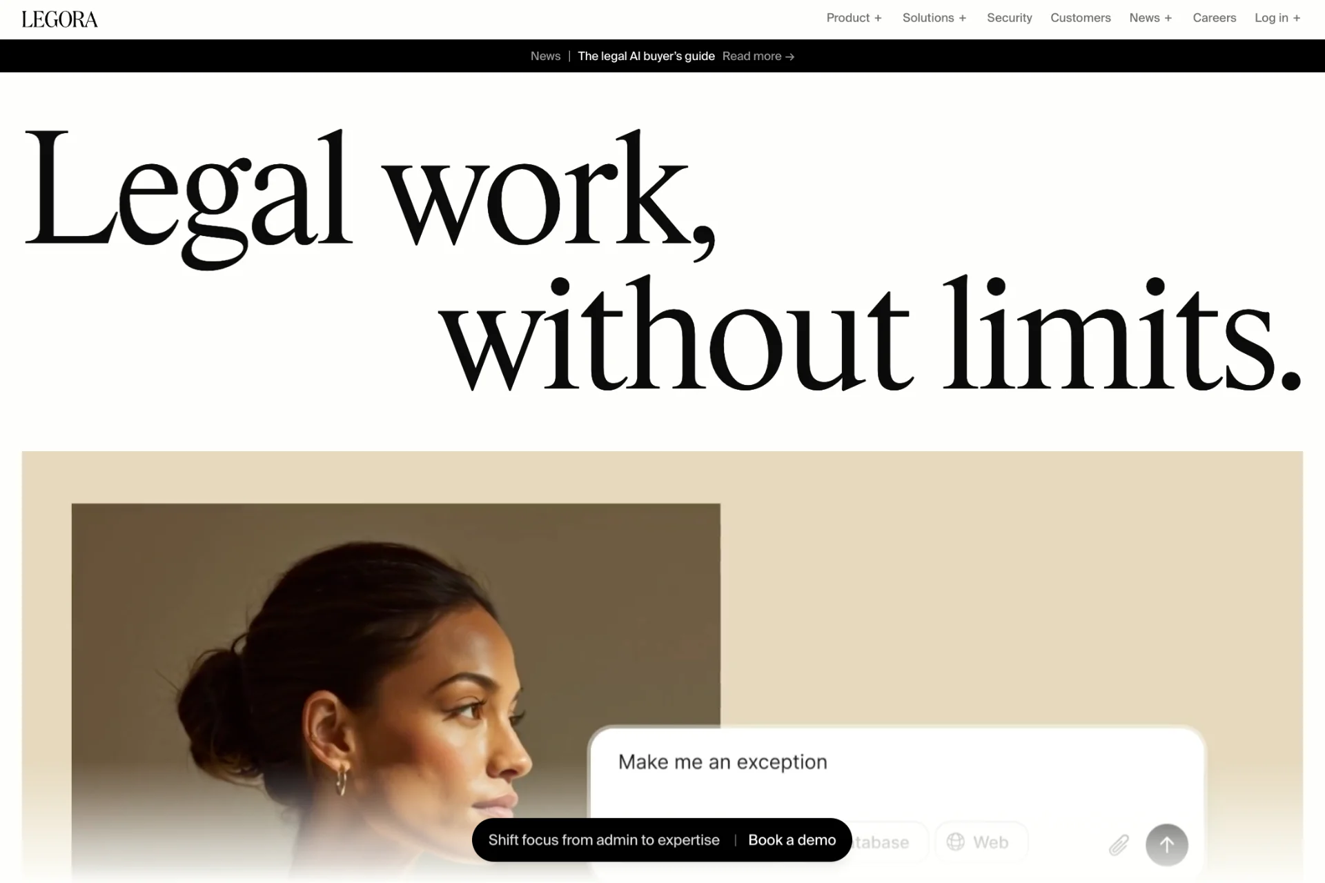 Screenshot of Legora website