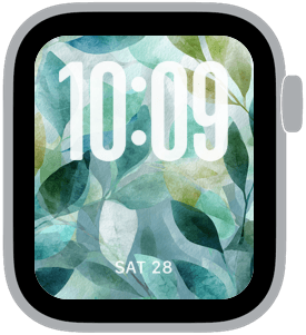 verdant wash Apple Watch face preview 5 featuring floral, watercolor, gradient, and spring.