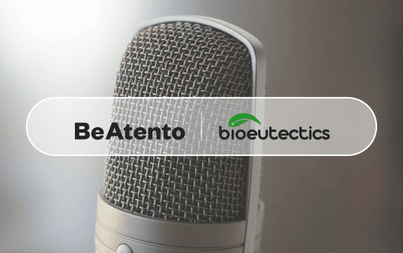 Studio microphone featuring BeAtento and biolectetics logos.