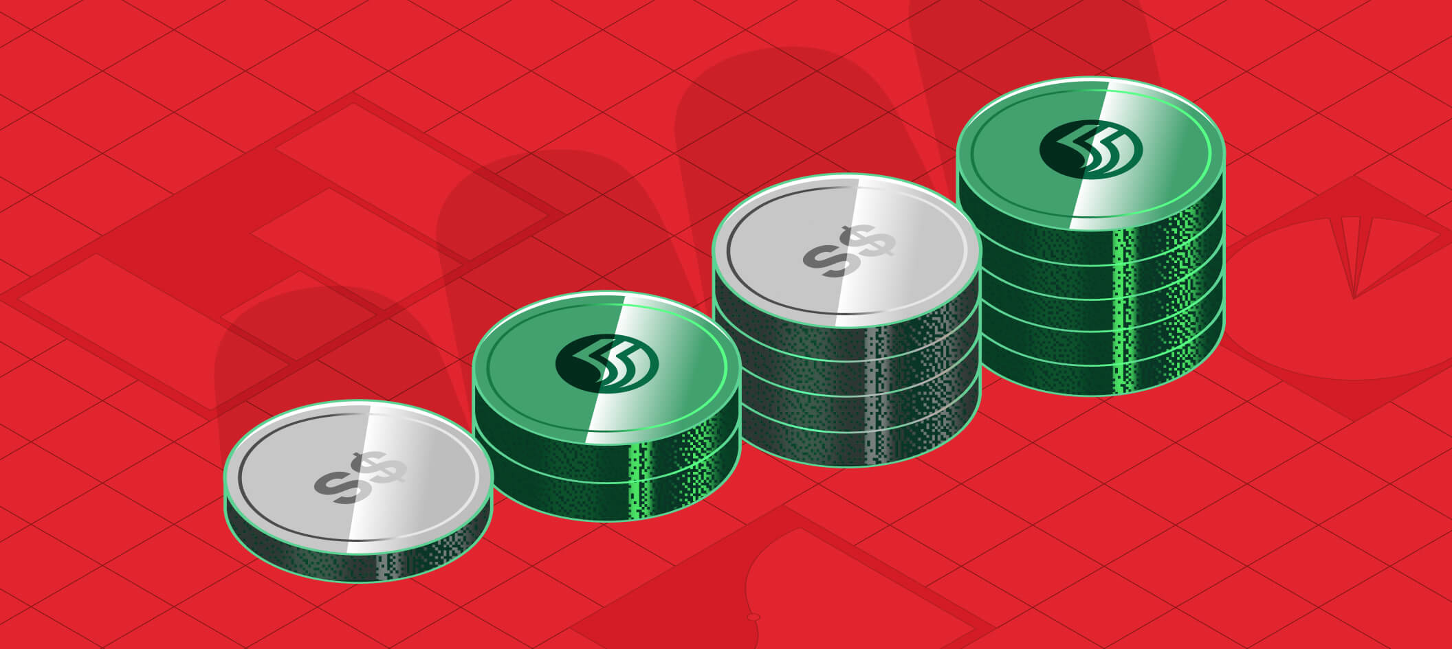 Stylized image of stacks of Singapore Dollars.