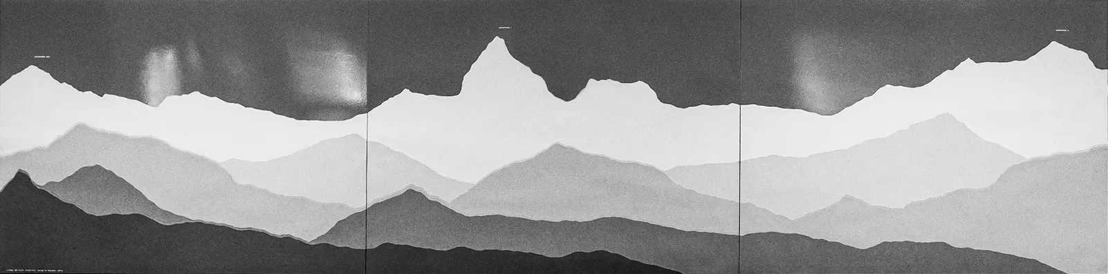 Artwork depicting Annapurna I peak in the Himalayas, displayed at the entrance of Annapurna S.p.A. – Annapurna