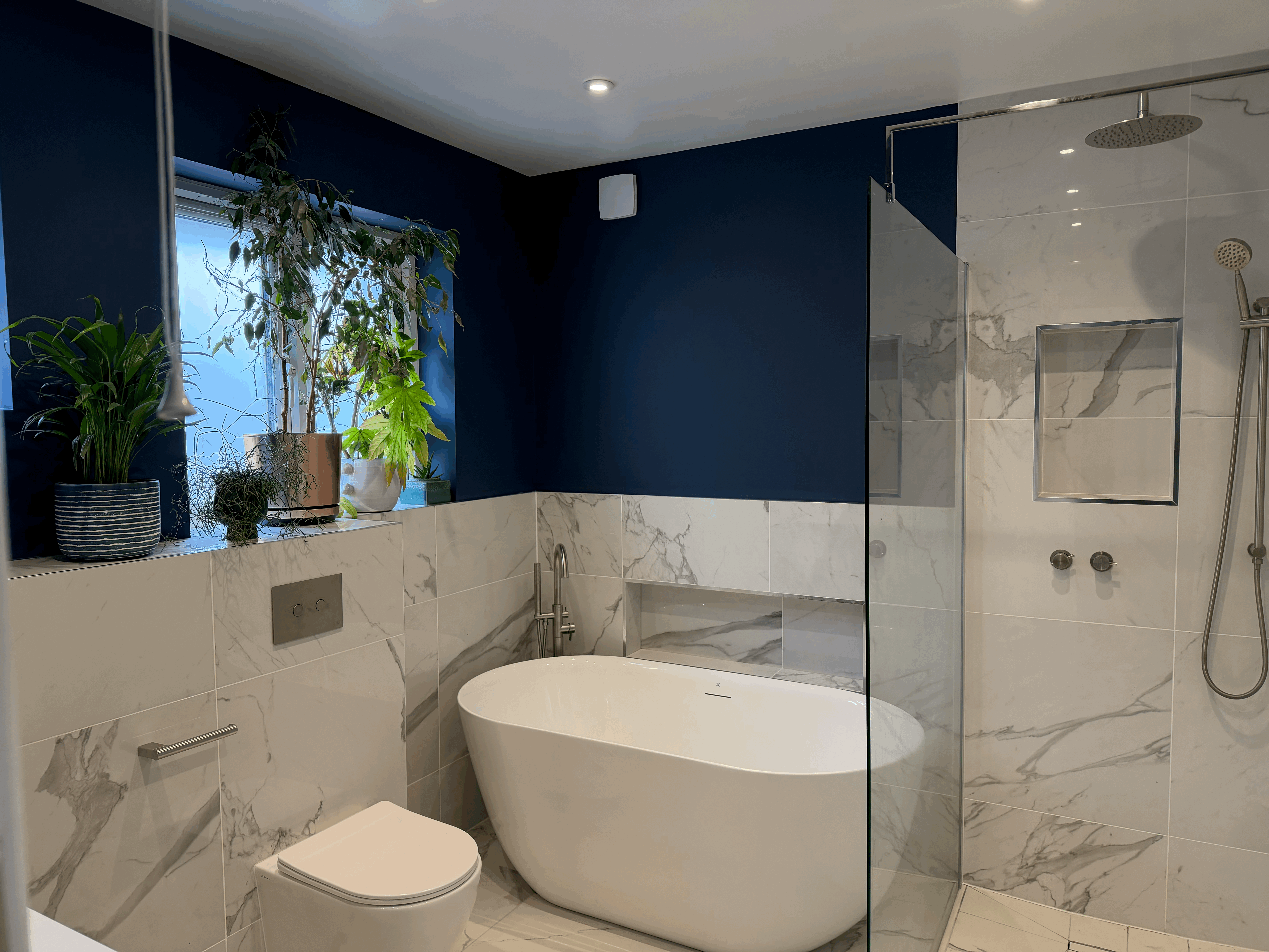 luxury bathroom door opened rear view