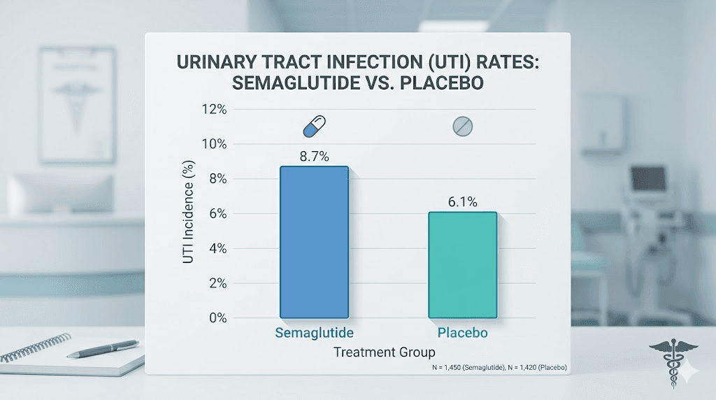 Semaglutide clinical trial UTI rate comparison chart