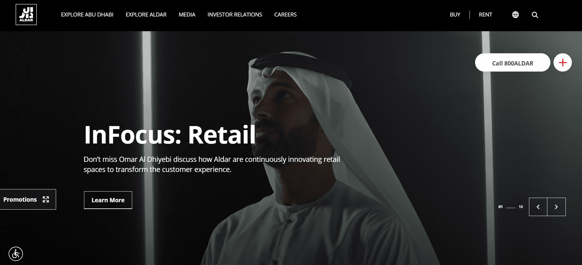 Aldar Properties homepage.