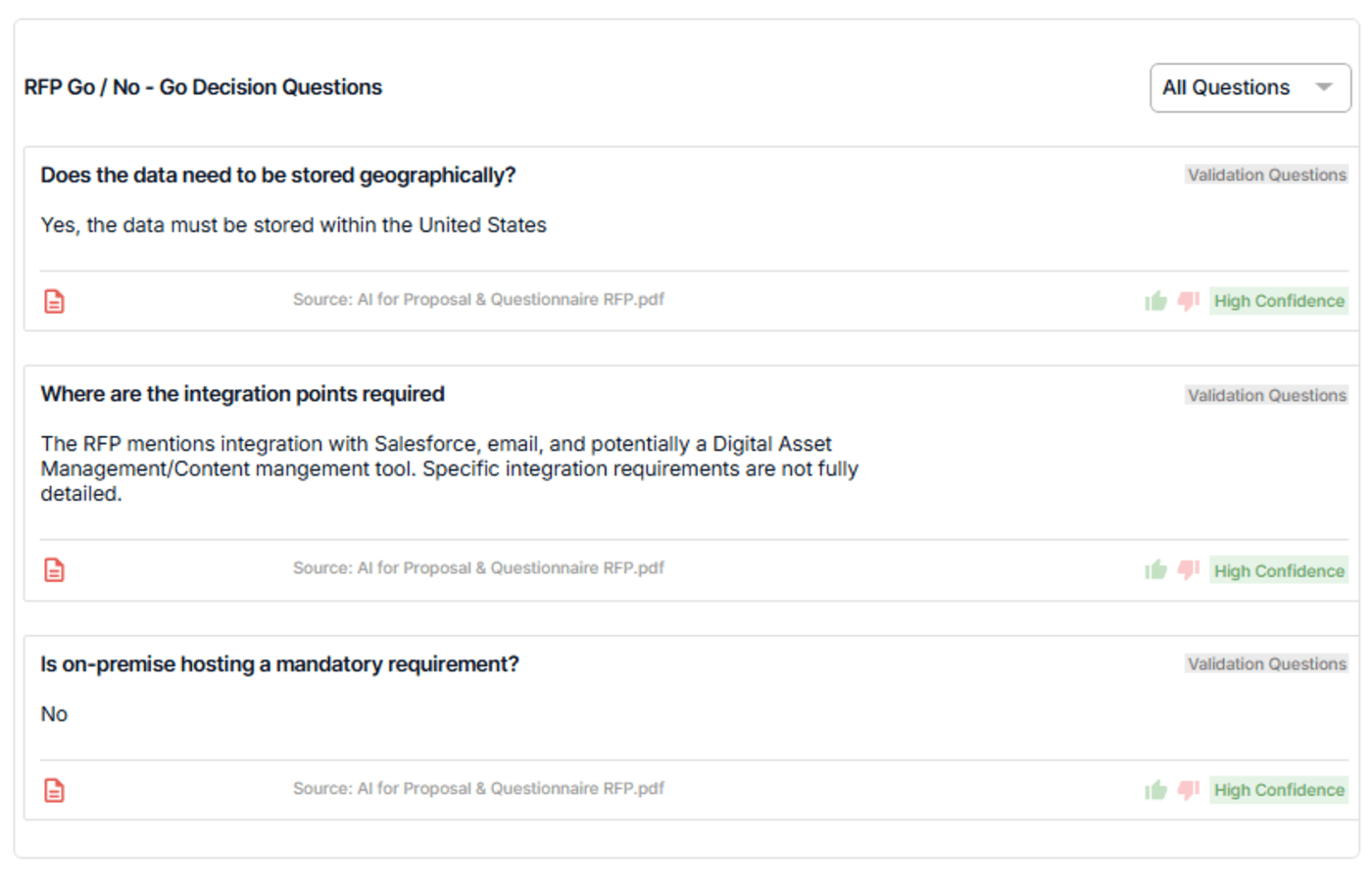 RFP go no go decision questions